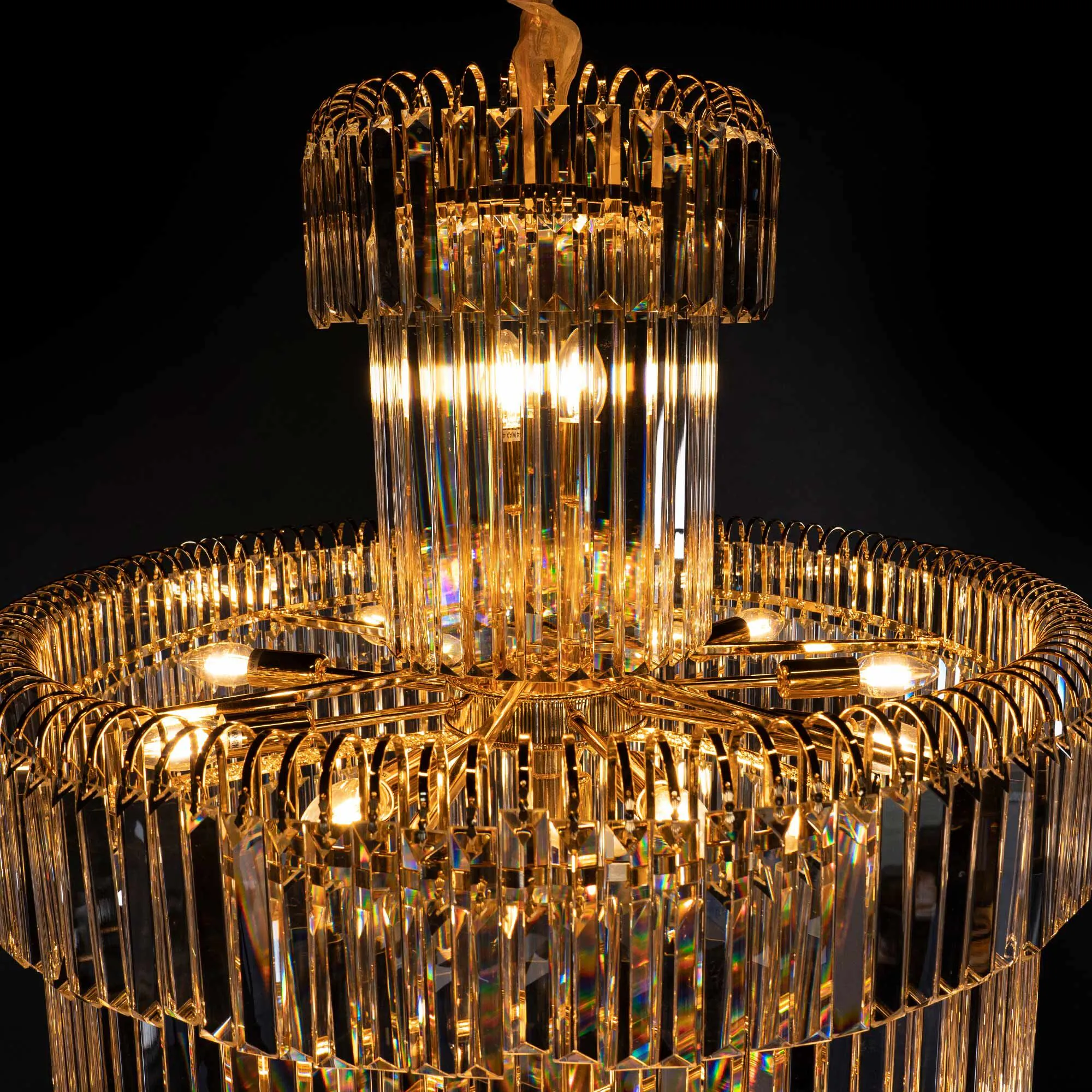 Stor Kristallkrona Ø80xH260cm Mansion Guld