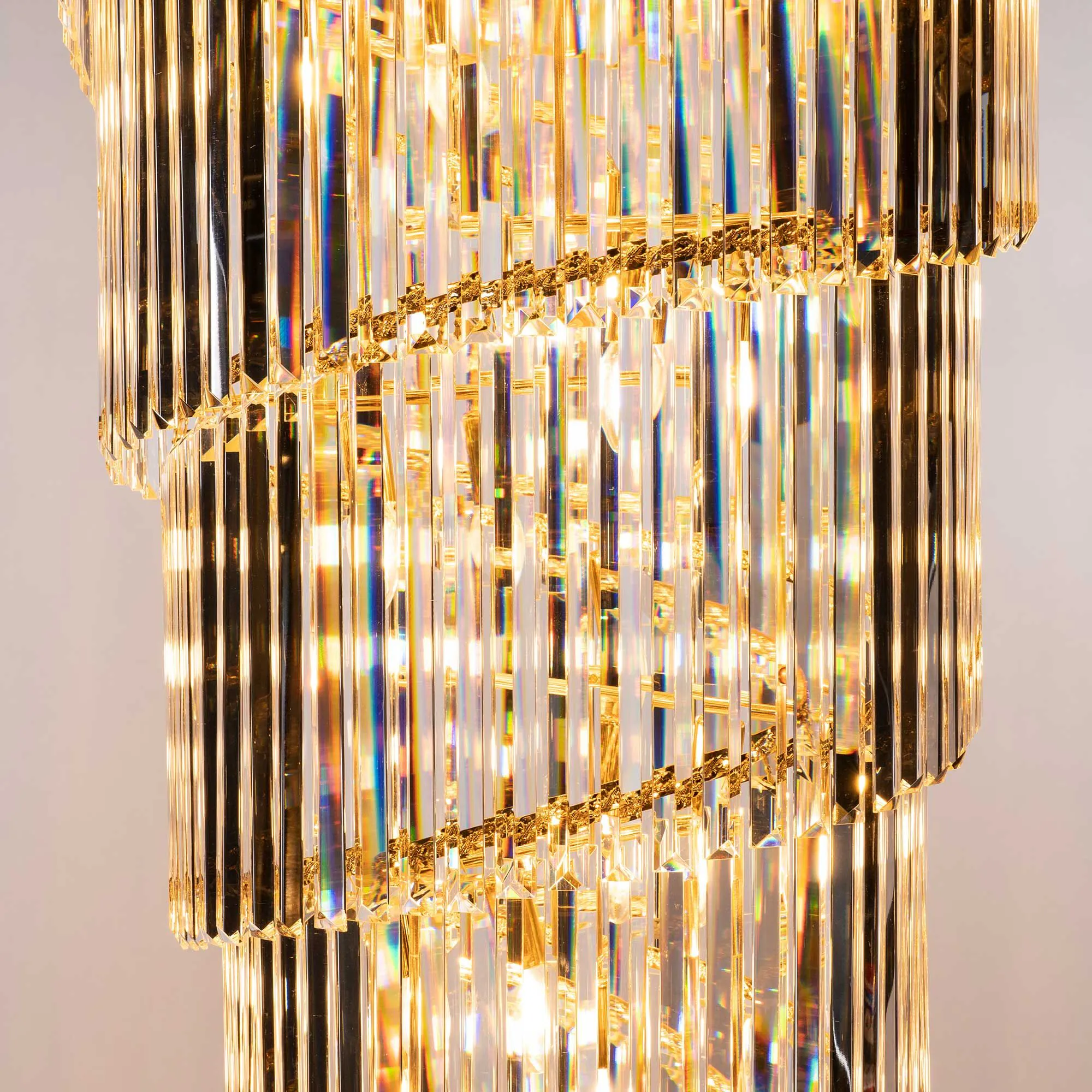 Stor Kristallkrona Ø80xH260cm Mansion Guld