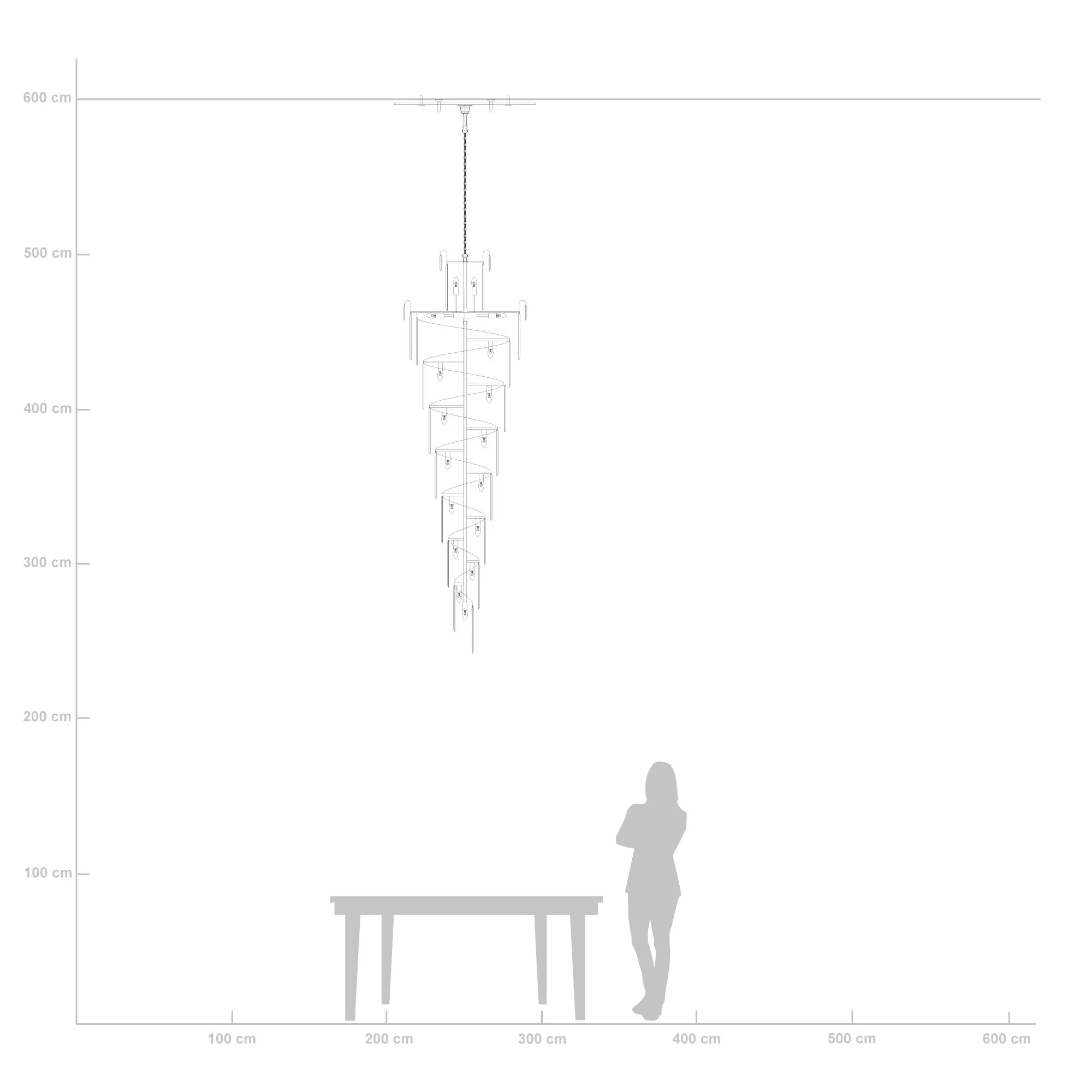 Stor Kristallkrona Ø80xH260cm Mansion Guld