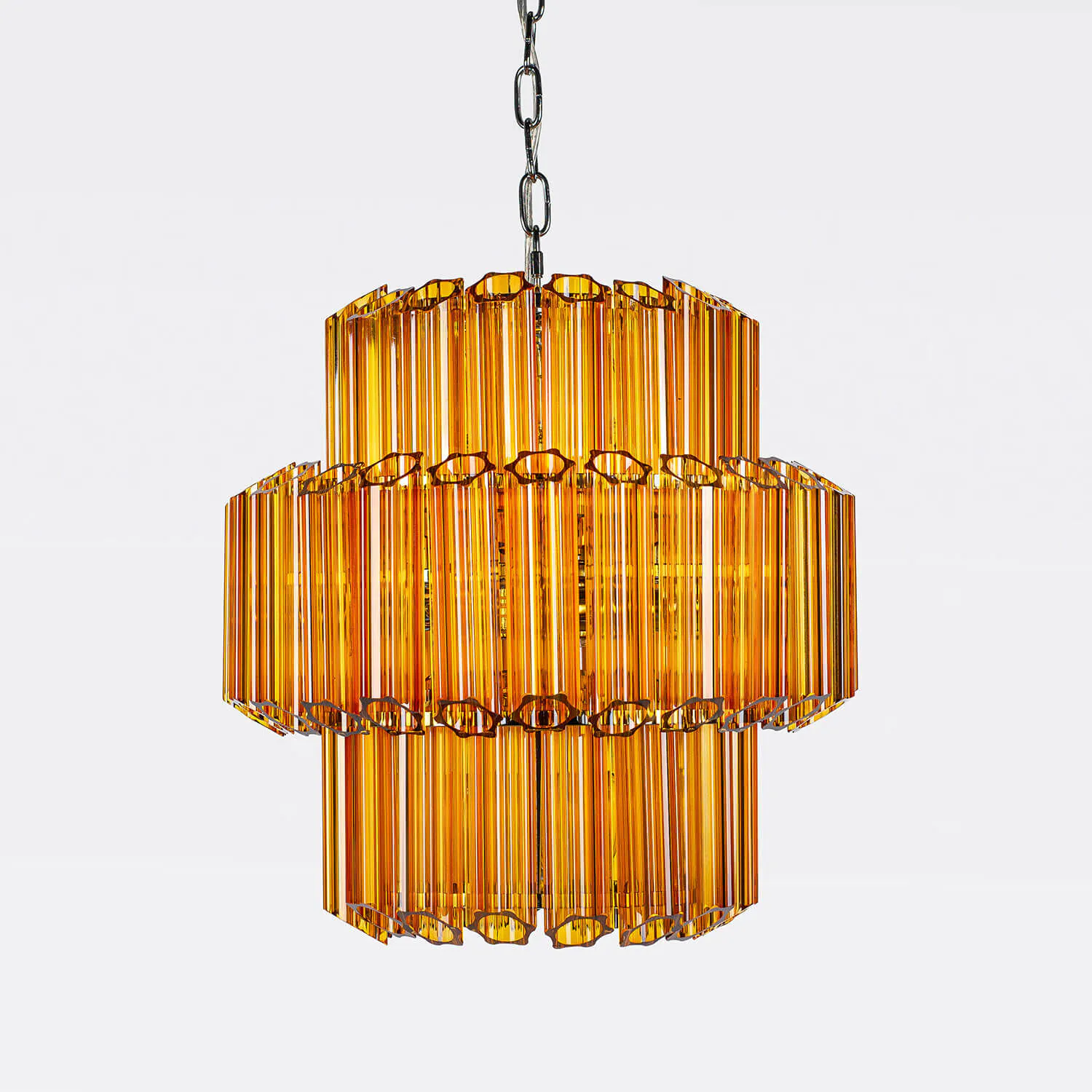 Kristallkrona Ø44cm Bärnsten/Krom - Verona