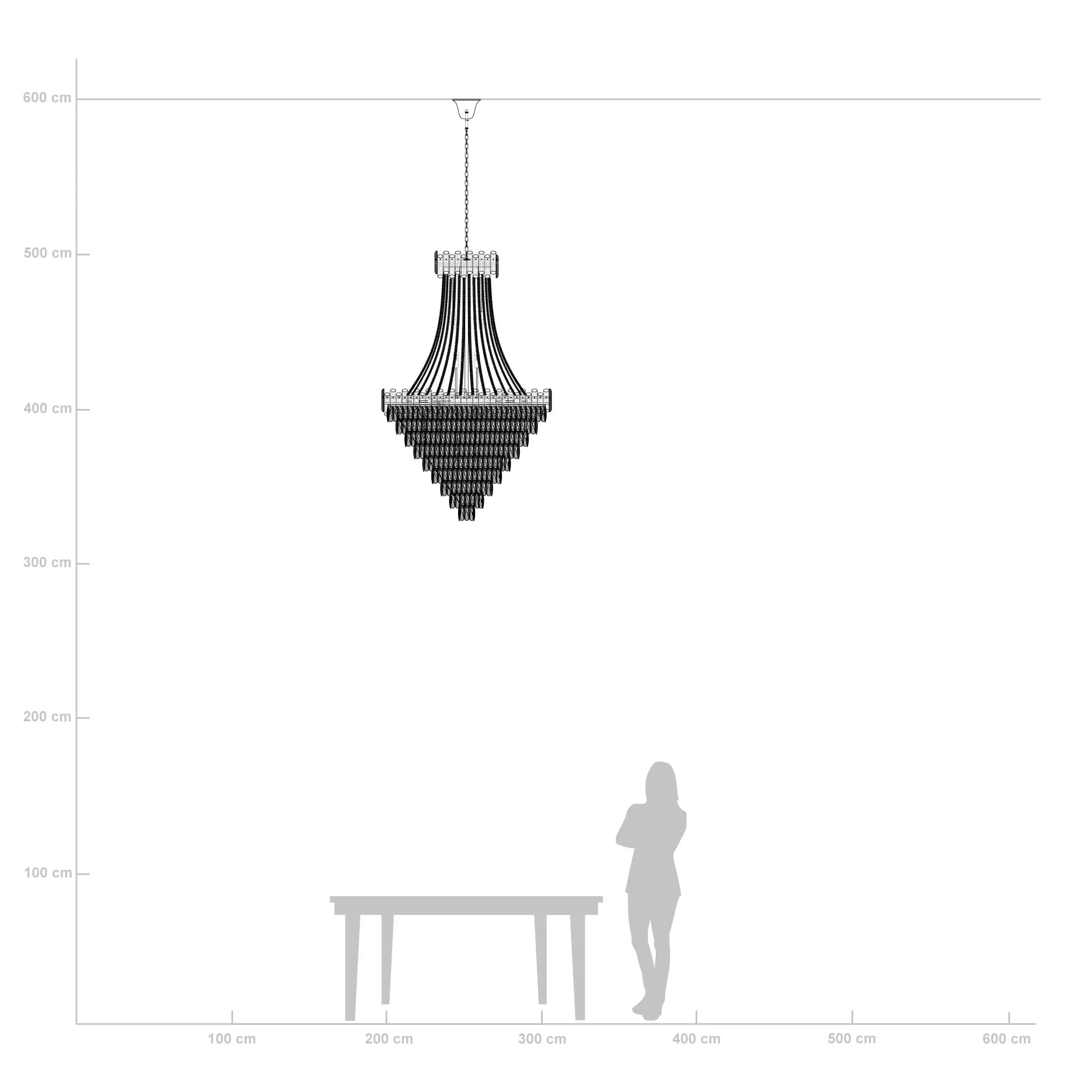 Stor Kristallkrona Ø110xH175cm Paris Guld
