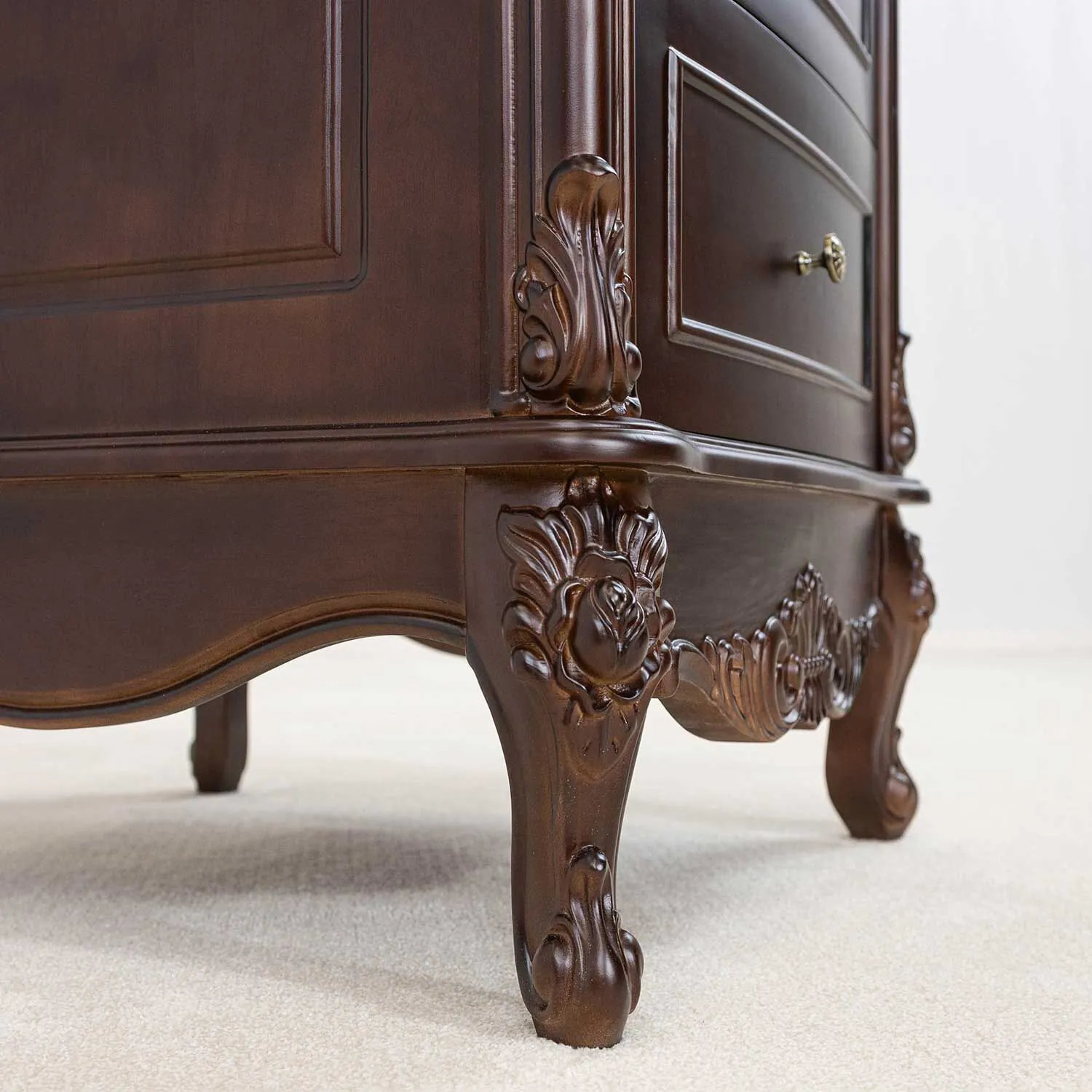 Kommod Badrum 60cm Ottawa Mörkbrun - Beige Marmor