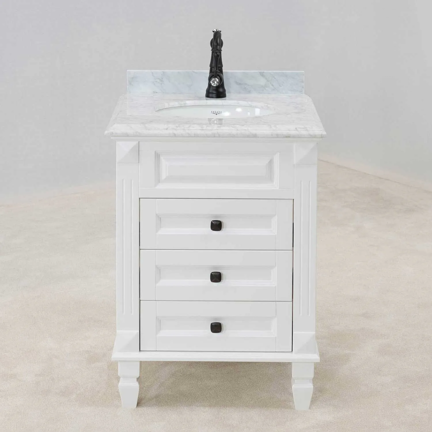 Kommod Badrum 60cm Nashville Vit - Vit Marmor
