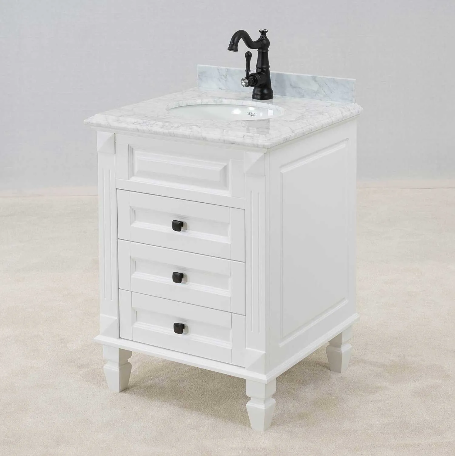 Kommod Badrum 60cm Nashville Vit - Vit Marmor