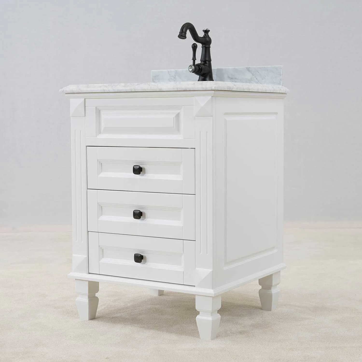 Kommod Badrum 60cm Nashville Vit - Vit Marmor