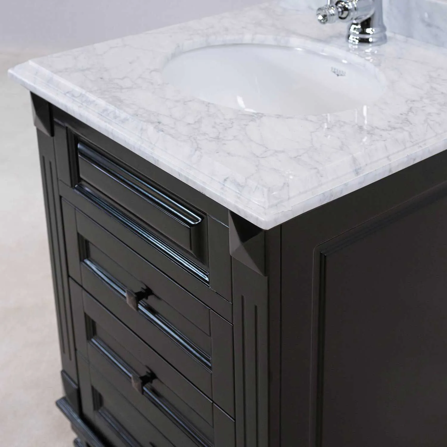 Kommod Badrum 60cm Nashville Svart - Vit Marmor