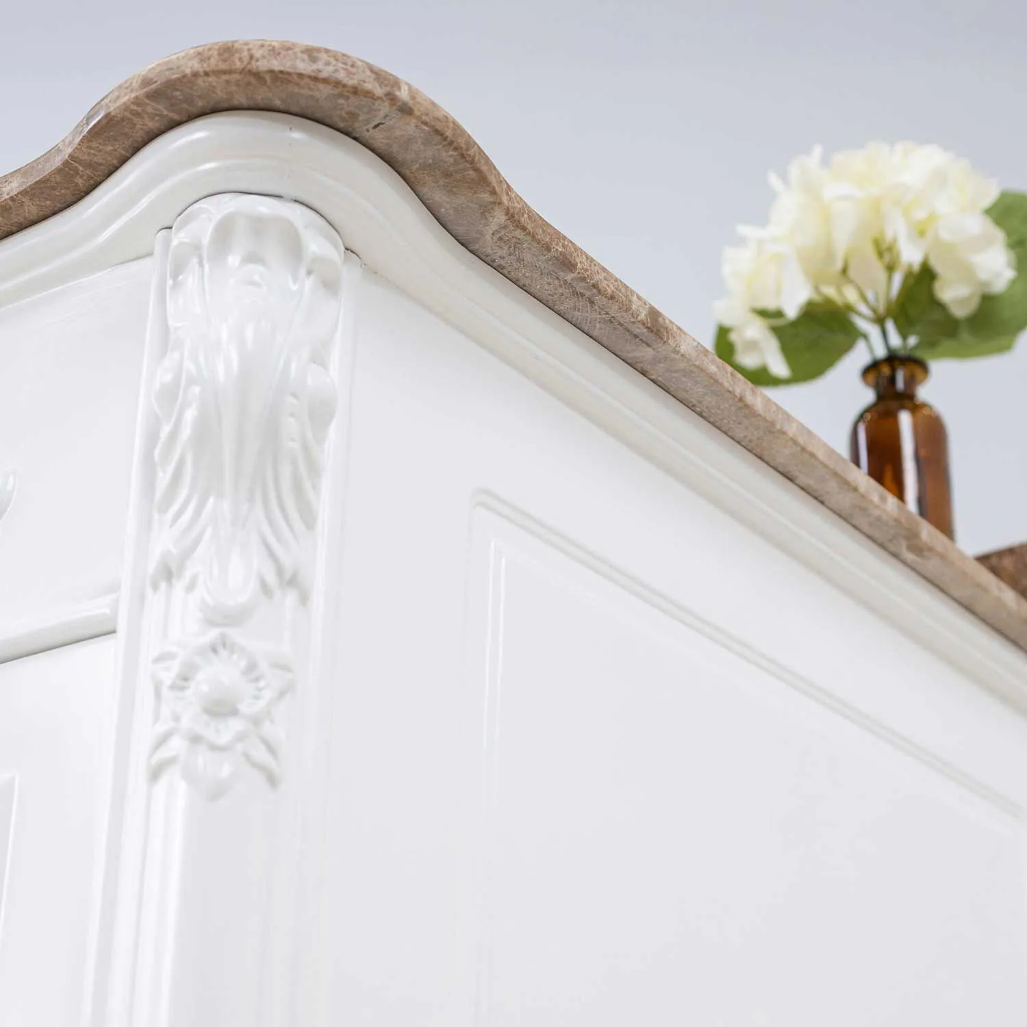 Kommod Badrum 60cm Ottawa Vit - Beige Marmor