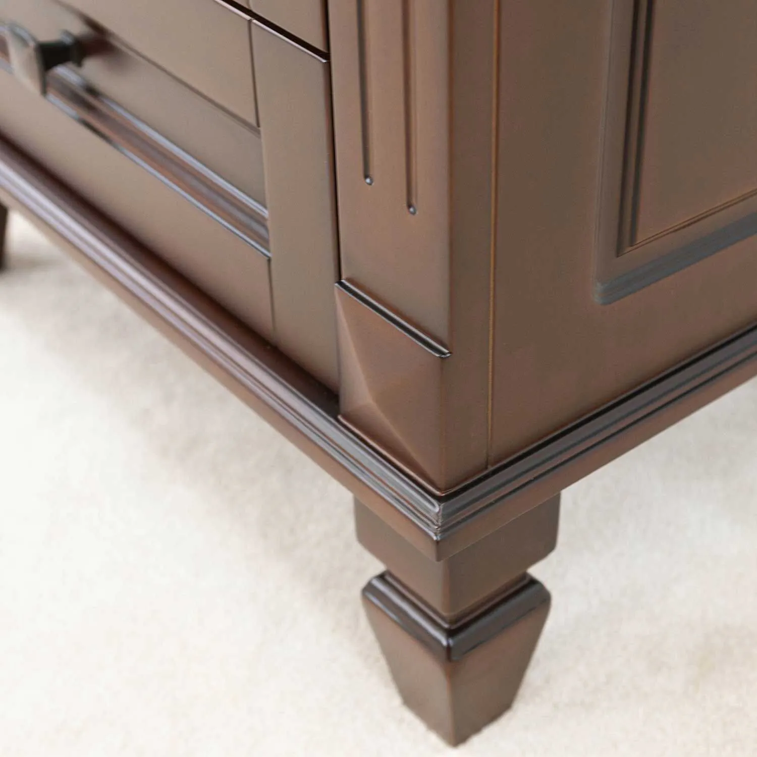 Kommod Badrum 60cm Nashville Mörkbrun - Beige Marmor