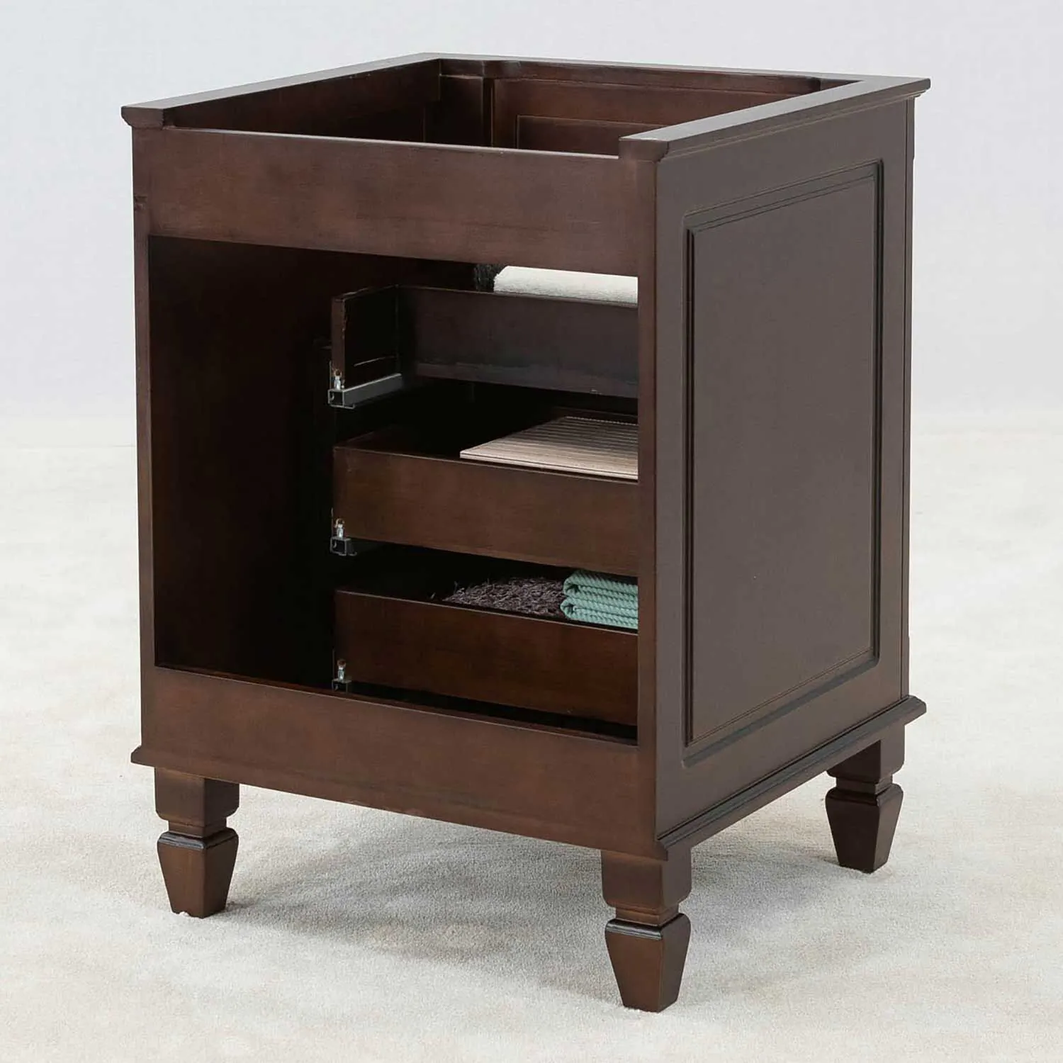 Kommod Badrum 60cm Nashville Mörkbrun - Beige Marmor