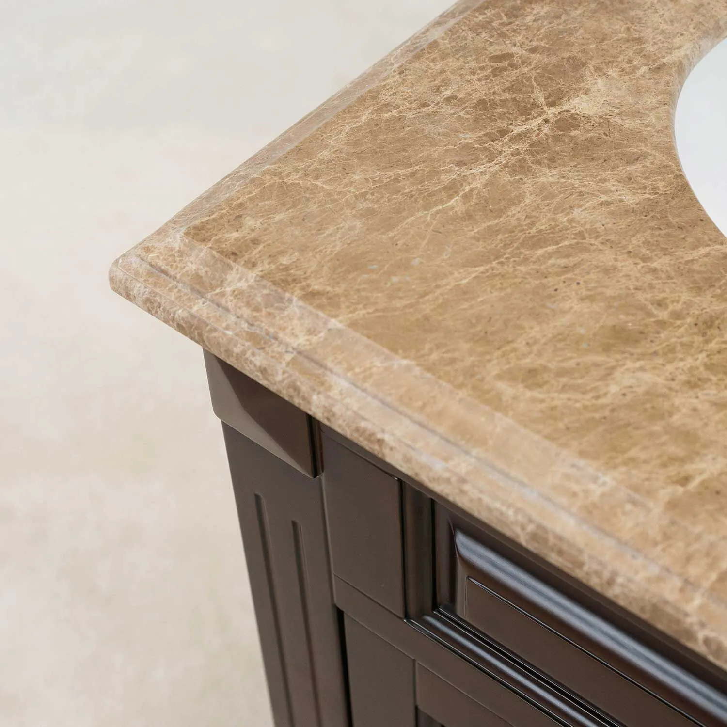 Kommod Badrum 60cm Nashville Mörkbrun - Beige Marmor