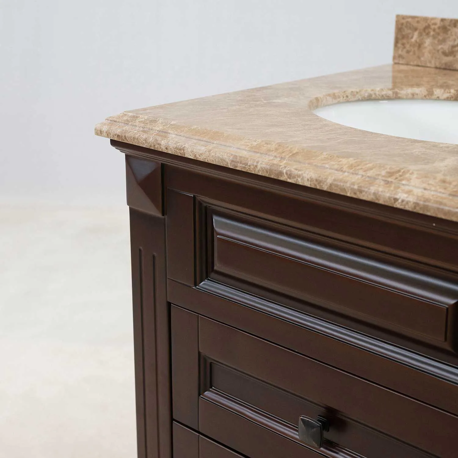 Kommod Badrum 60cm Nashville Mörkbrun - Beige Marmor