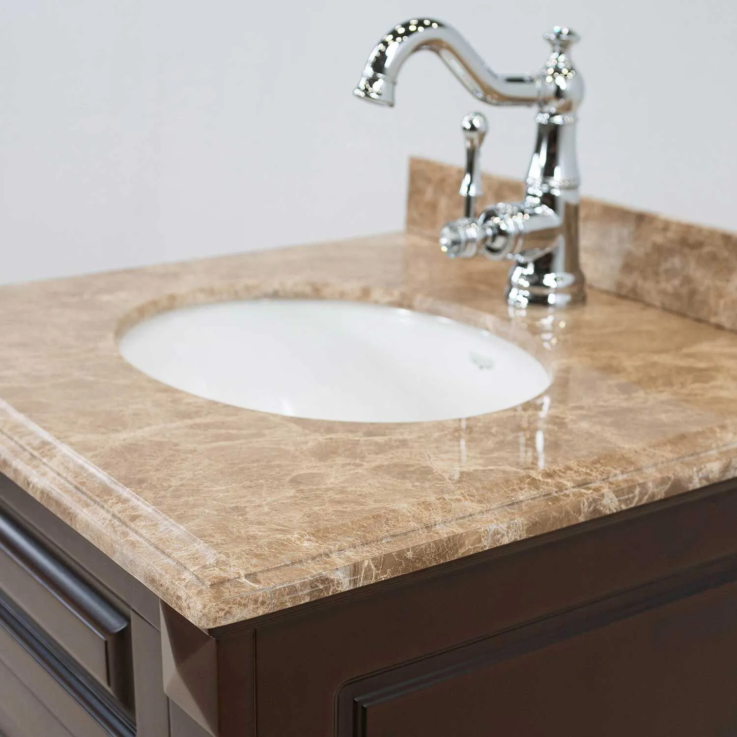 Kommod Badrum 60cm Nashville Mörkbrun - Beige Marmor