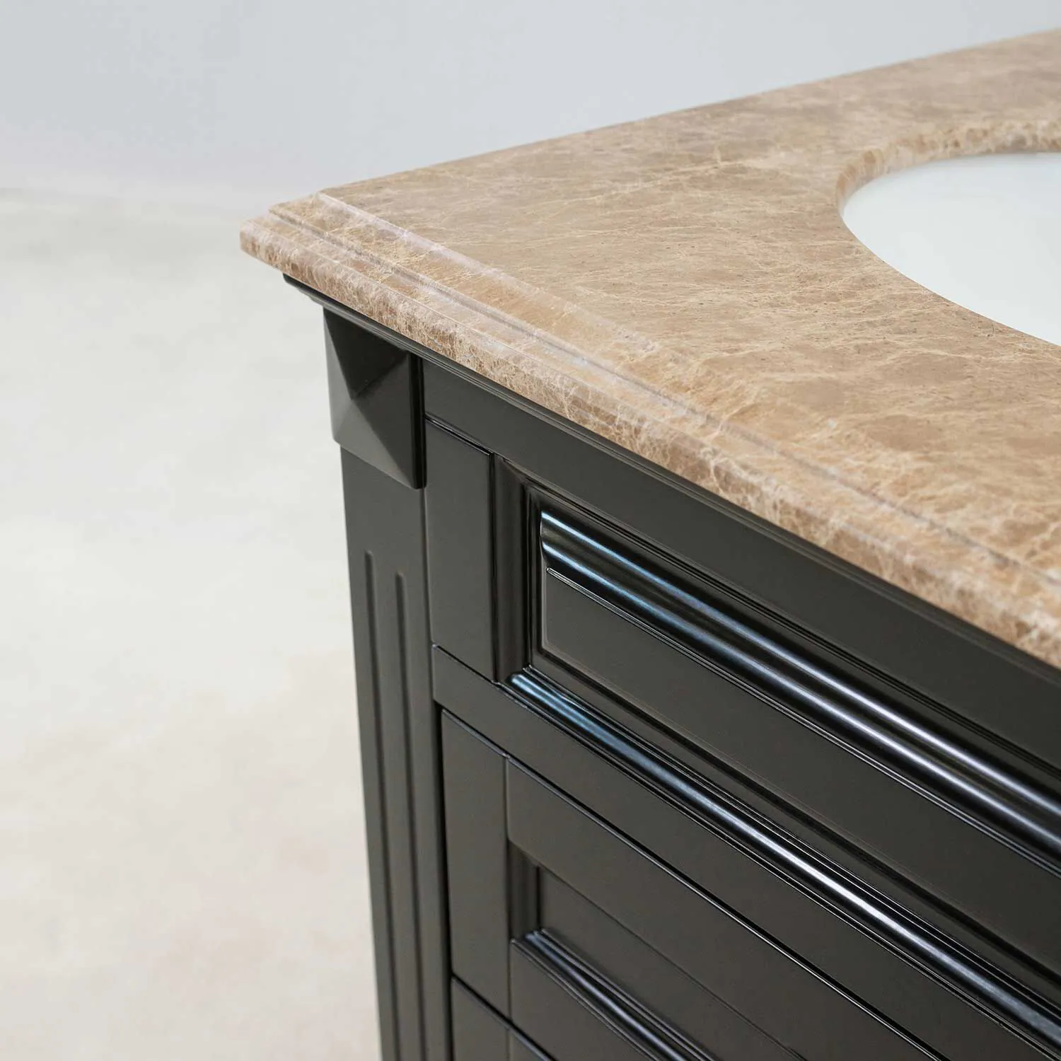 Kommod Badrum 60cm Nashville Svart - Beige Marmor
