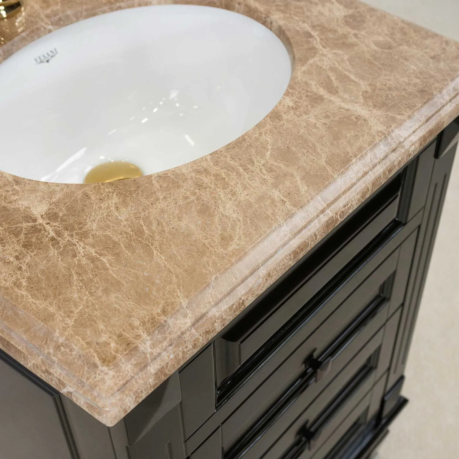 Kommod Badrum 60cm Nashville Svart - Beige Marmor
