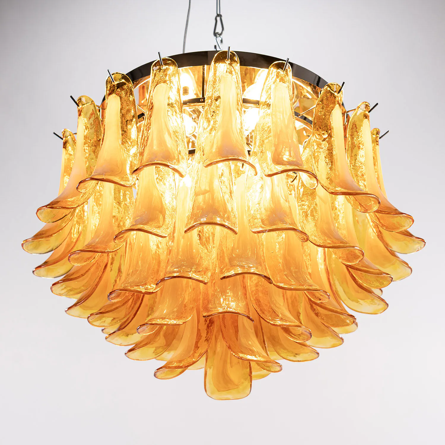 Kristallplafond Ø65xH52cm Bärnsten/Krom - Livorno
