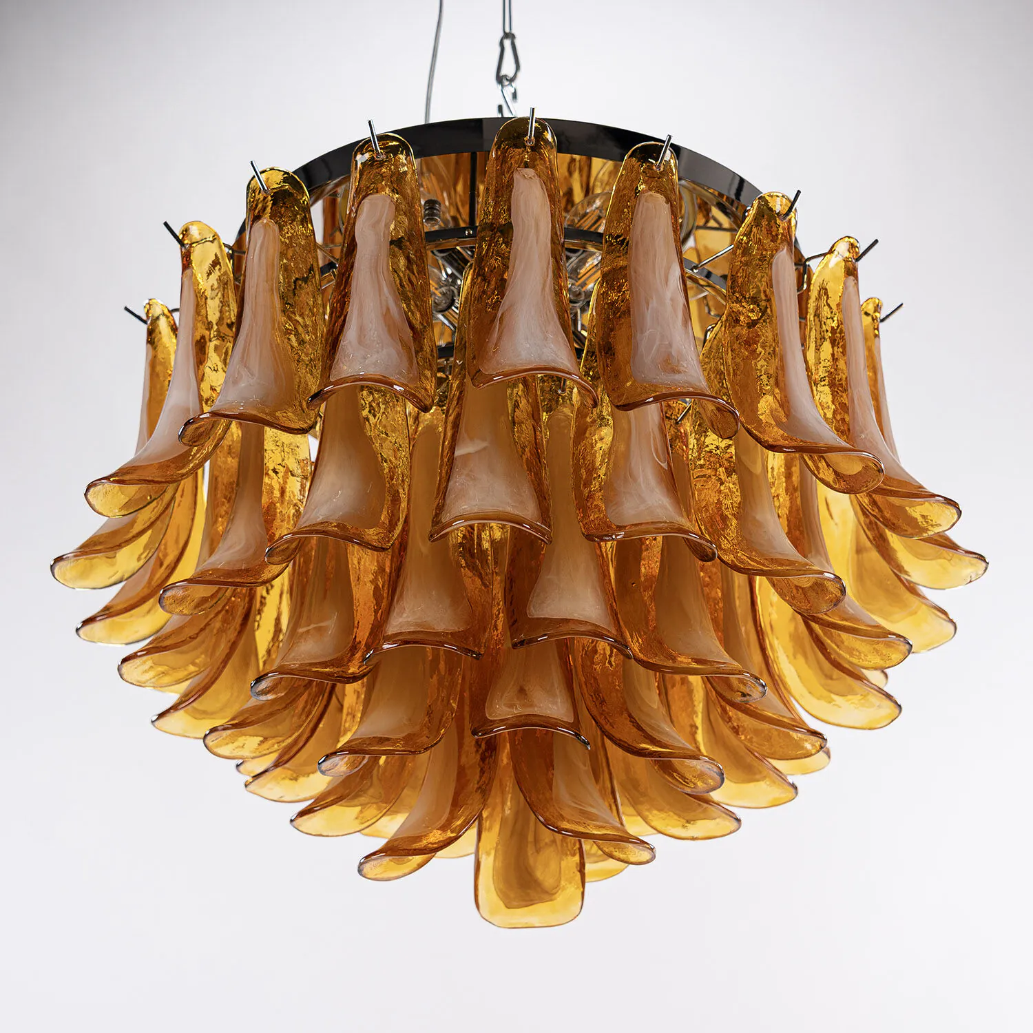 Kristallplafond Ø65xH52cm Bärnsten/Krom - Livorno