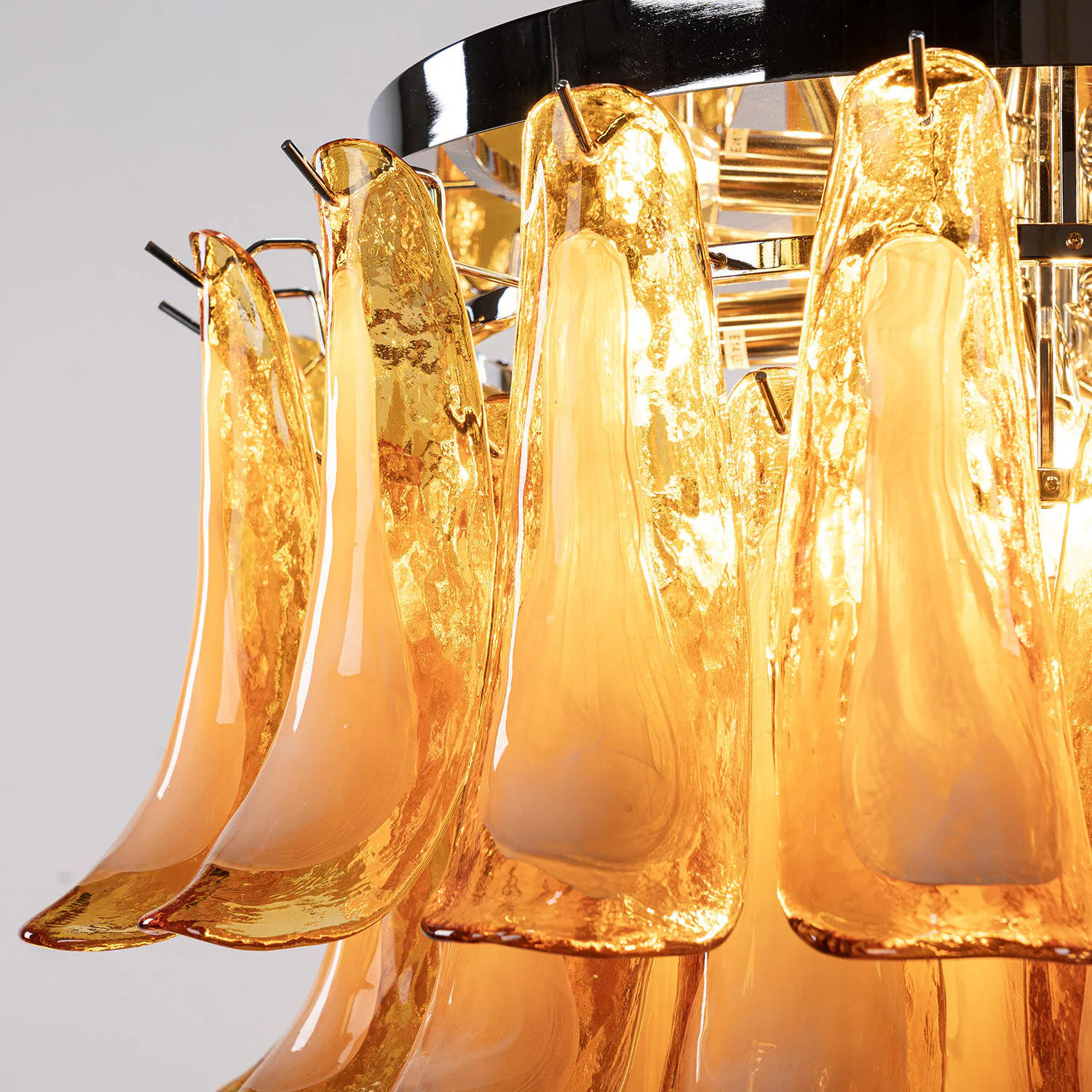 Kristallplafond Ø65xH52cm Bärnsten/Krom - Livorno
