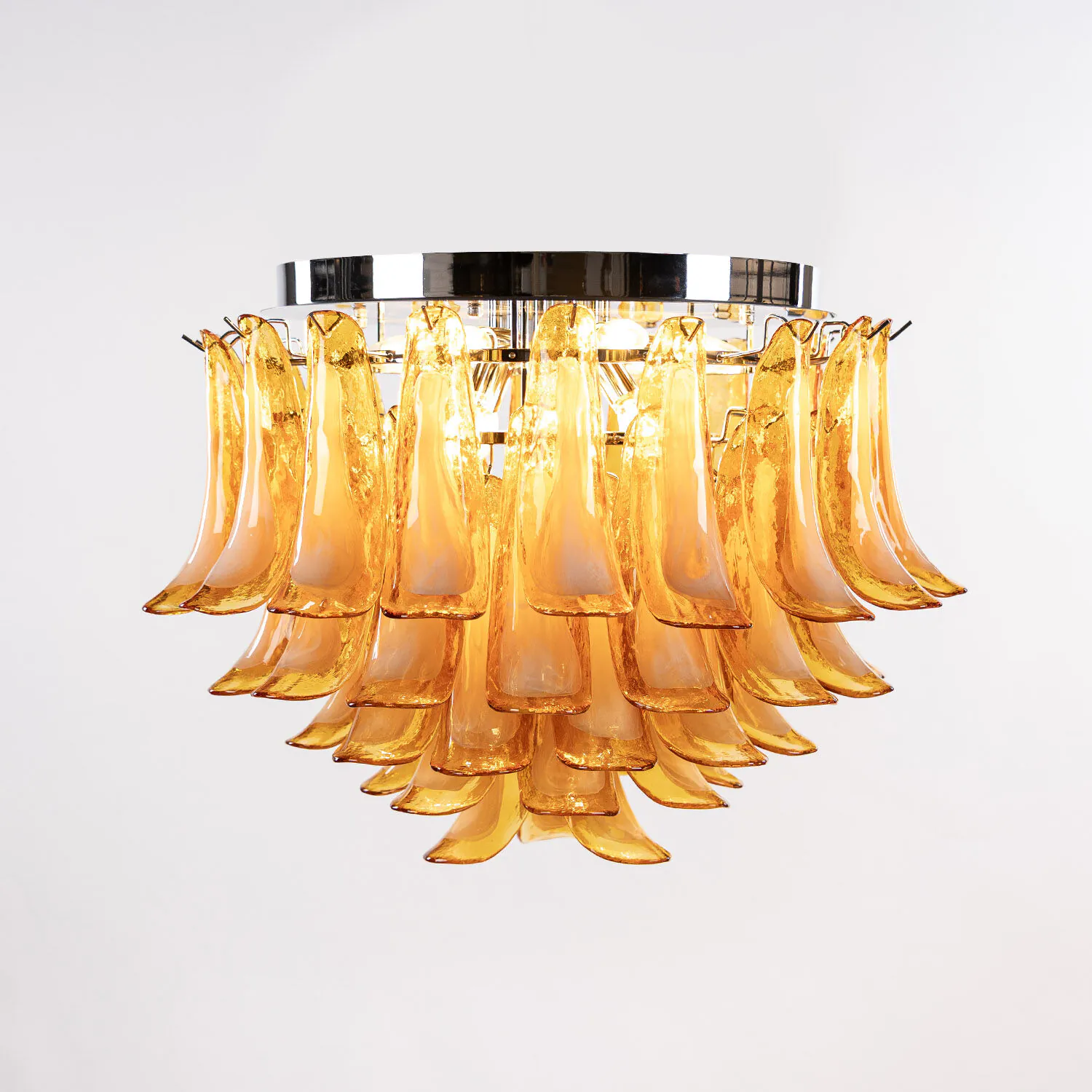 Kristallplafond Ø65xH52cm Bärnsten/Krom - Livorno