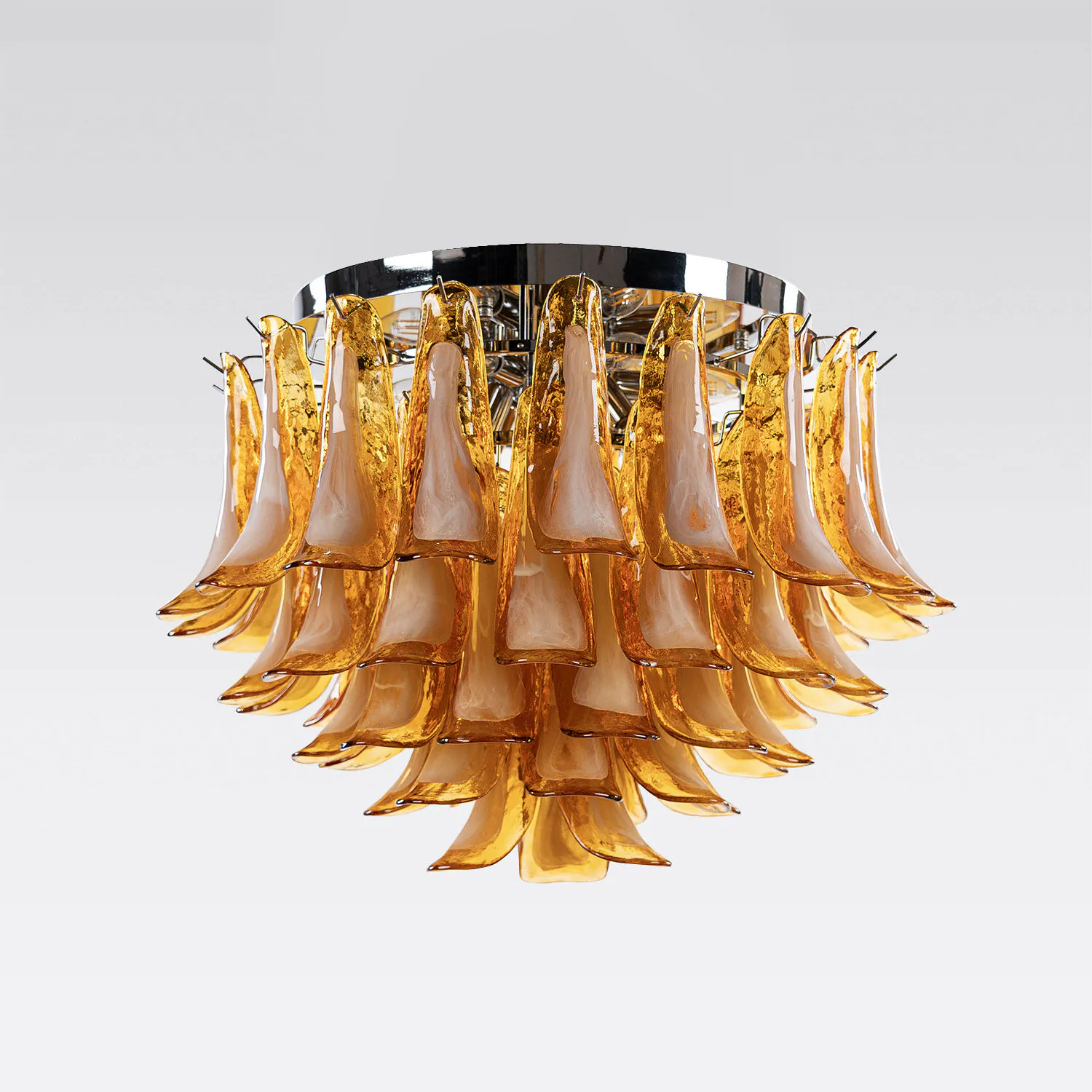 Kristallplafond Ø65xH52cm Bärnsten/Krom - Livorno
