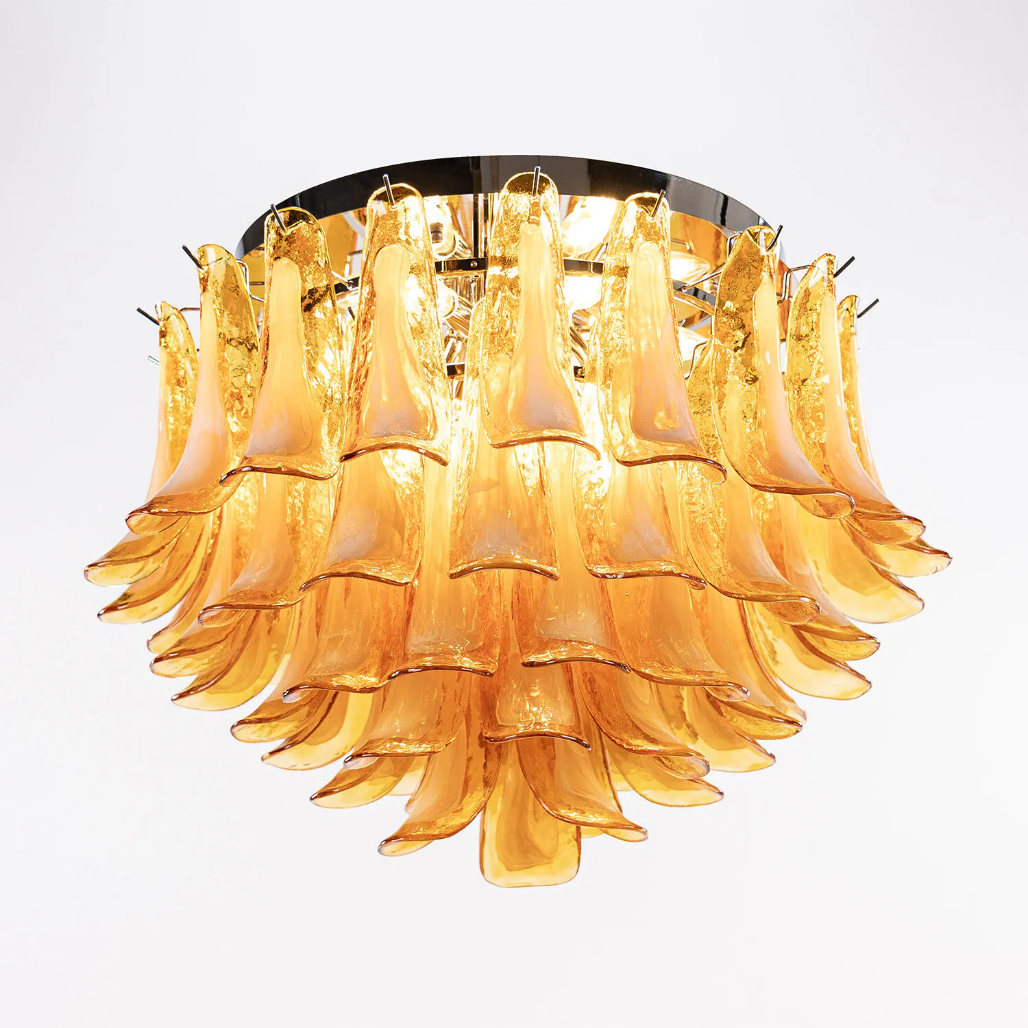 Kristallplafond Ø65xH52cm Bärnsten/Krom - Livorno