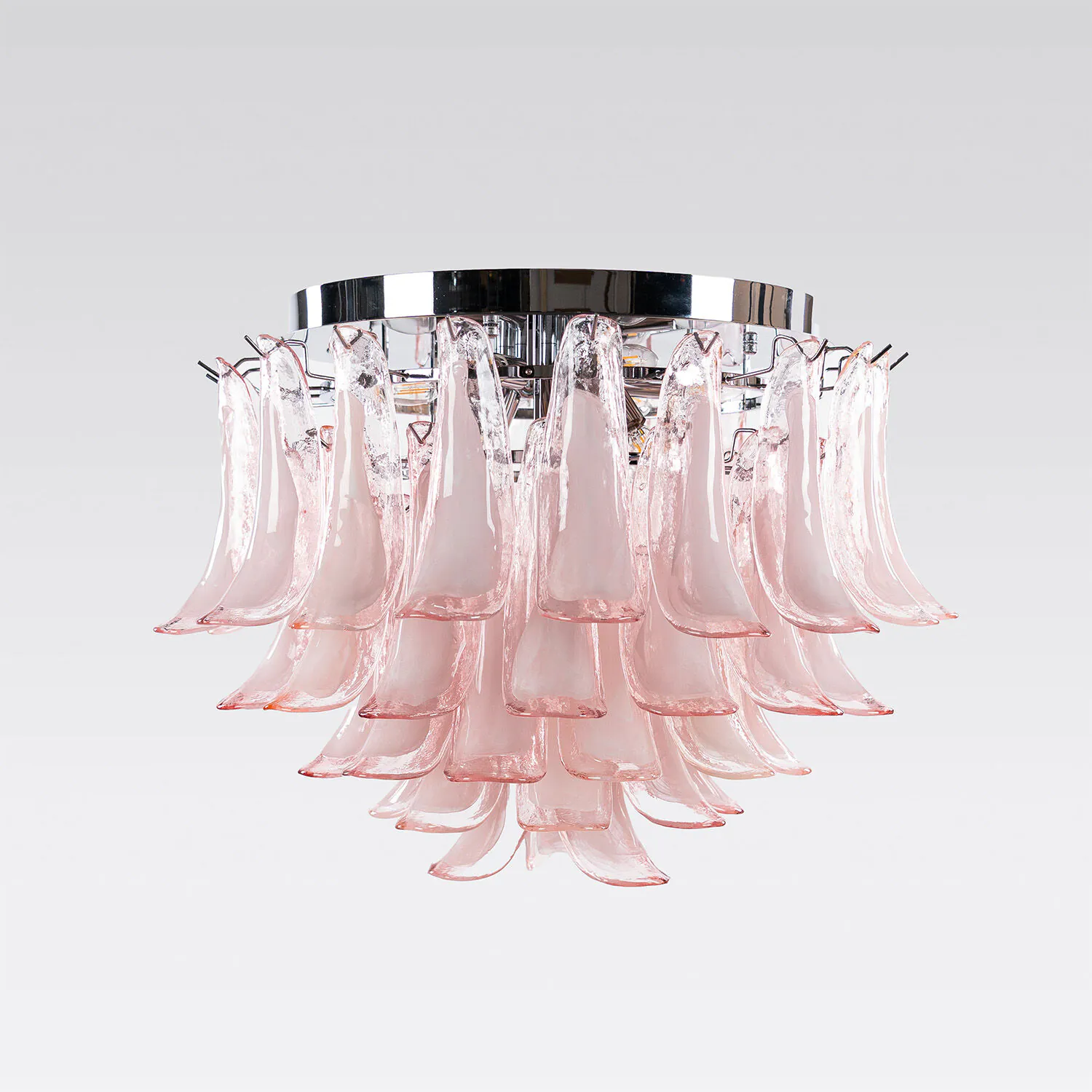 Kristallplafond Ø65xH52cm Rosa/Krom - Livorno