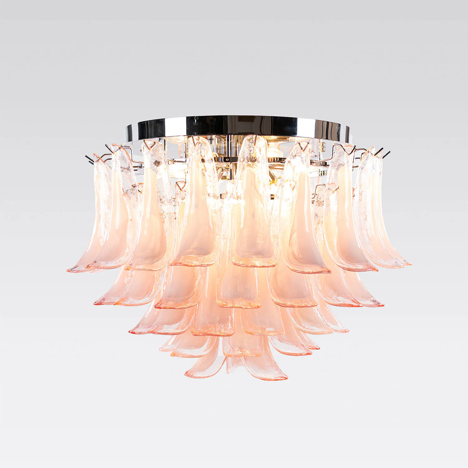 Kristallplafond Ø65xH52cm Rosa/Krom - Livorno