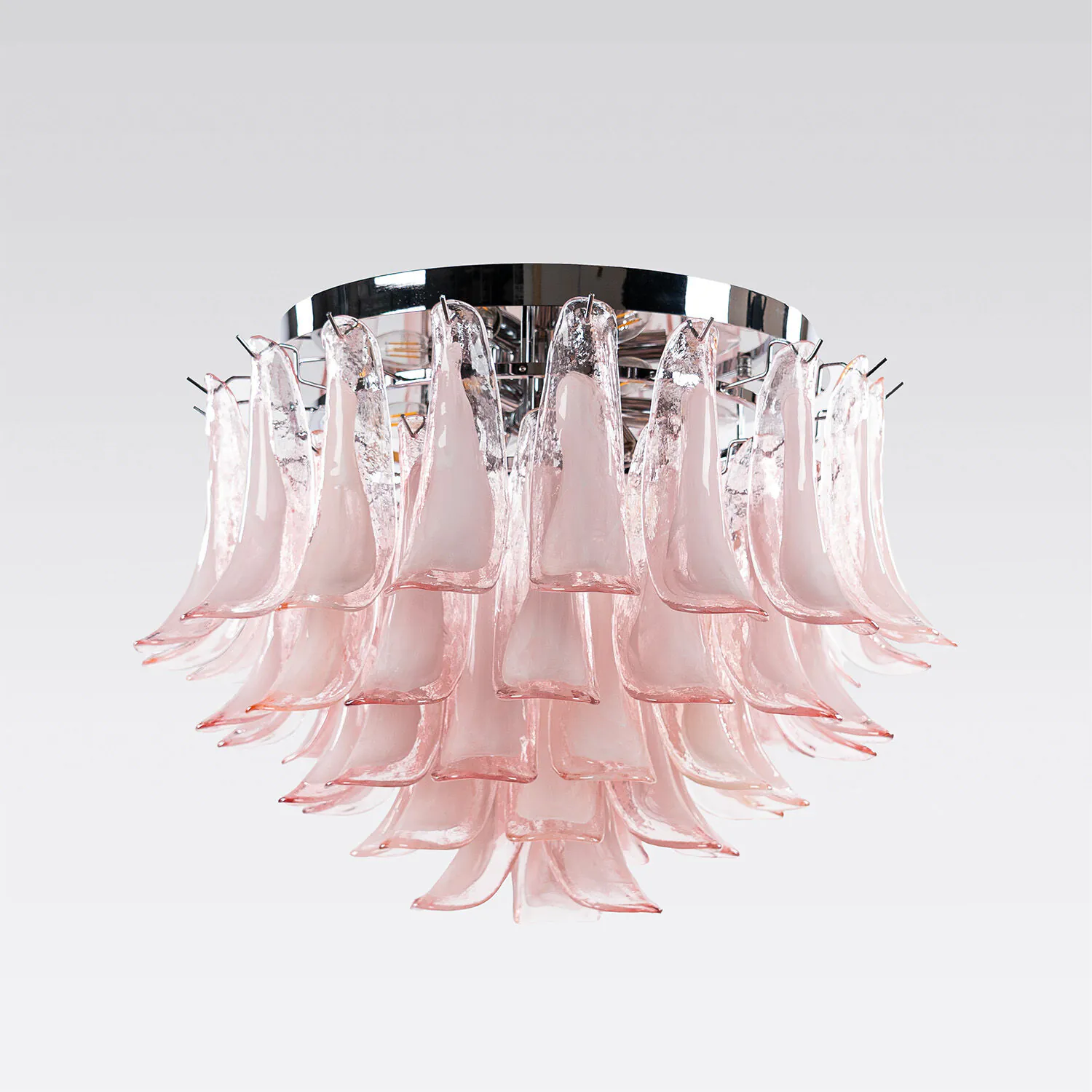 Kristallplafond Ø65xH52cm Rosa/Krom - Livorno