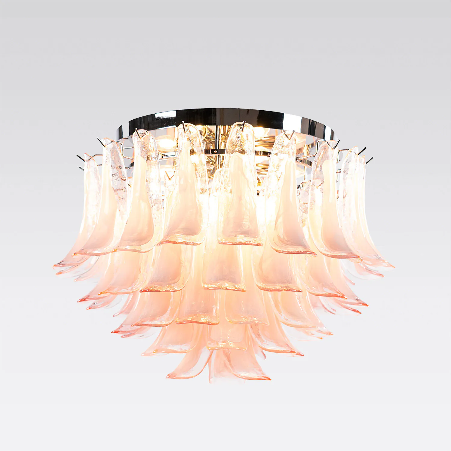 Kristallplafond Ø65xH52cm Rosa/Krom - Livorno