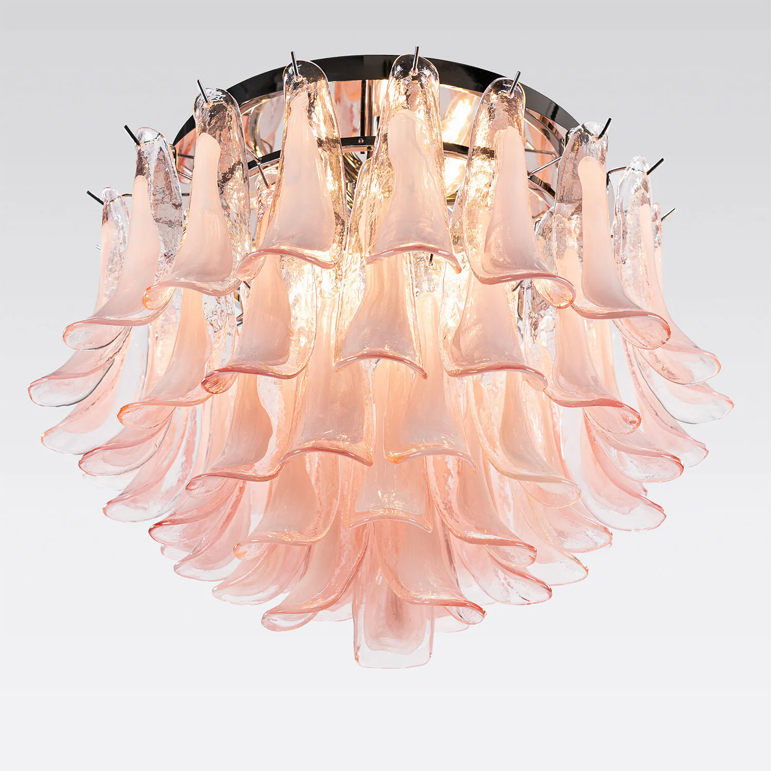 Kristallplafond Ø65xH52cm Rosa/Krom - Livorno