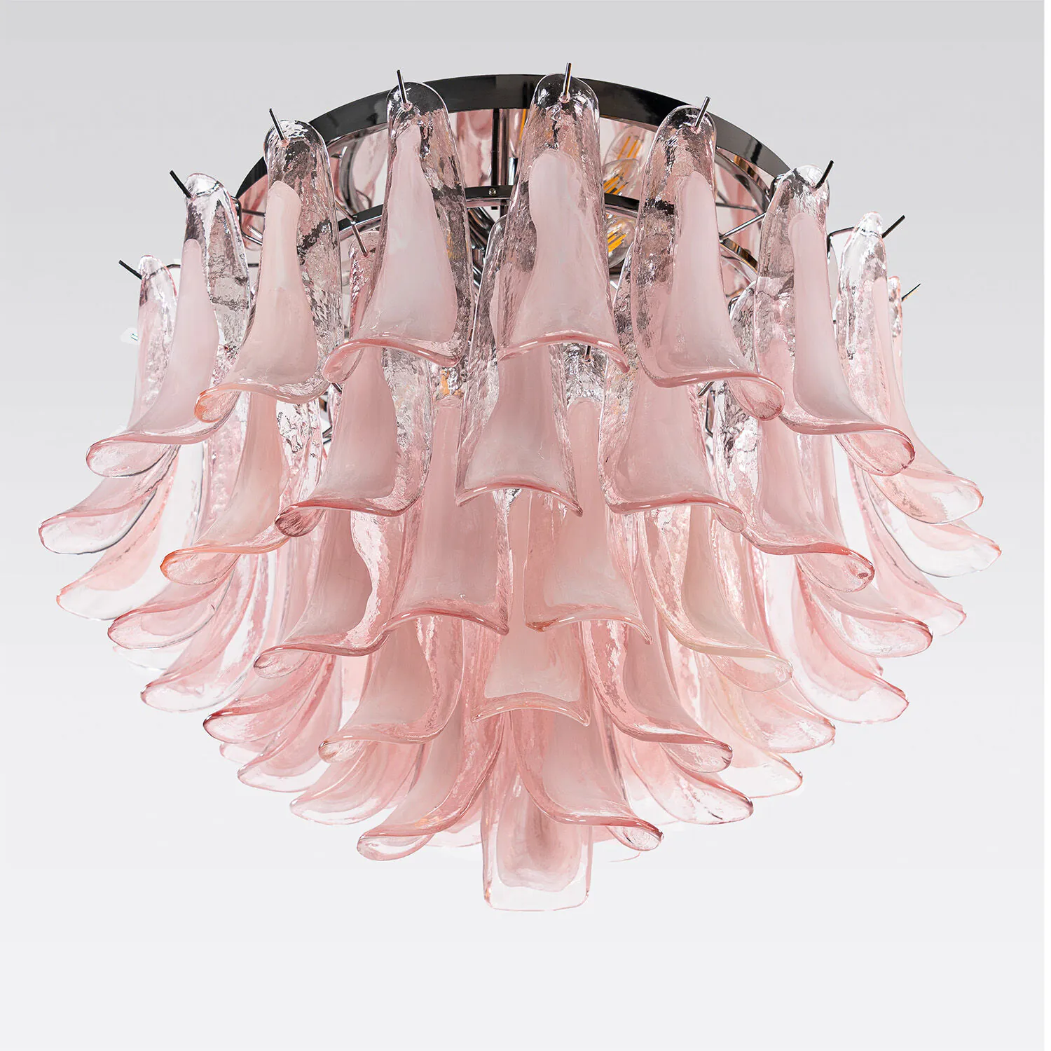 Kristallplafond Ø65xH52cm Rosa/Krom - Livorno
