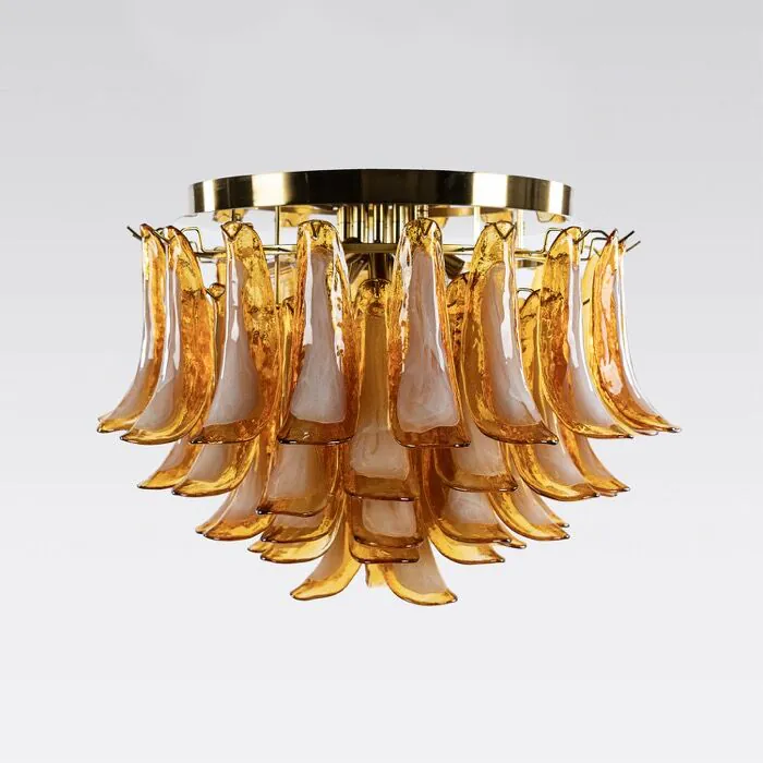 Kristallplafond Ø65xH52cm Bärnsten/Mässing - Livorno