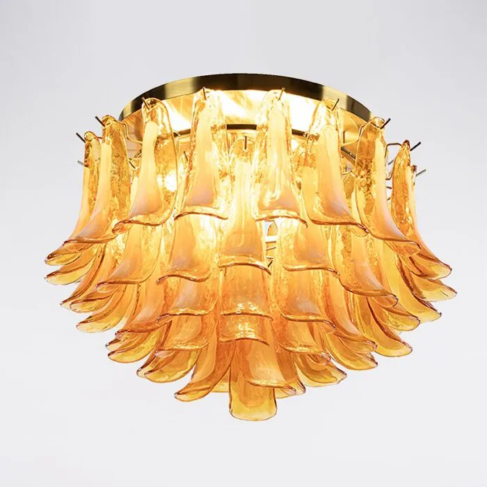 Kristallplafond Ø65xH52cm Bärnsten/Mässing - Livorno