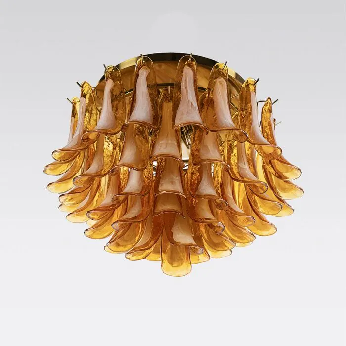 Kristallplafond Ø65xH52cm Bärnsten/Mässing - Livorno
