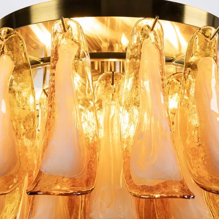 Kristallplafond Ø65xH52cm Bärnsten/Mässing - Livorno
