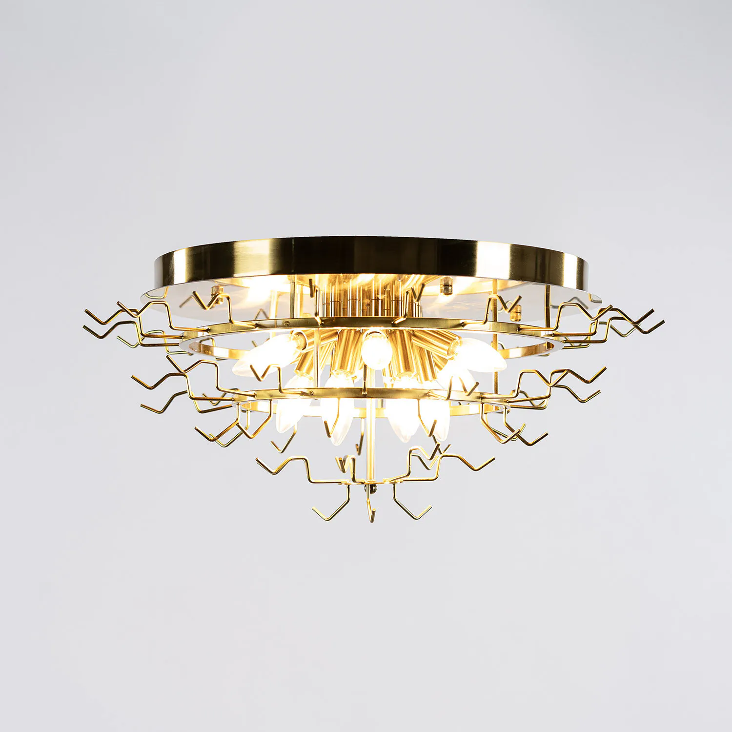 Kristallplafond Ø65xH52cm Bärnsten/Mässing - Livorno