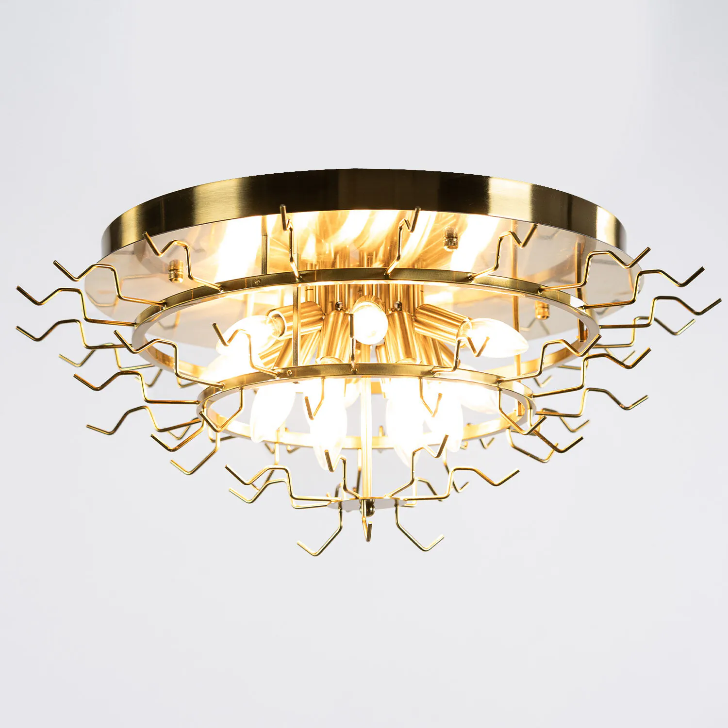 Kristallplafond Ø65xH52cm Bärnsten/Mässing - Livorno