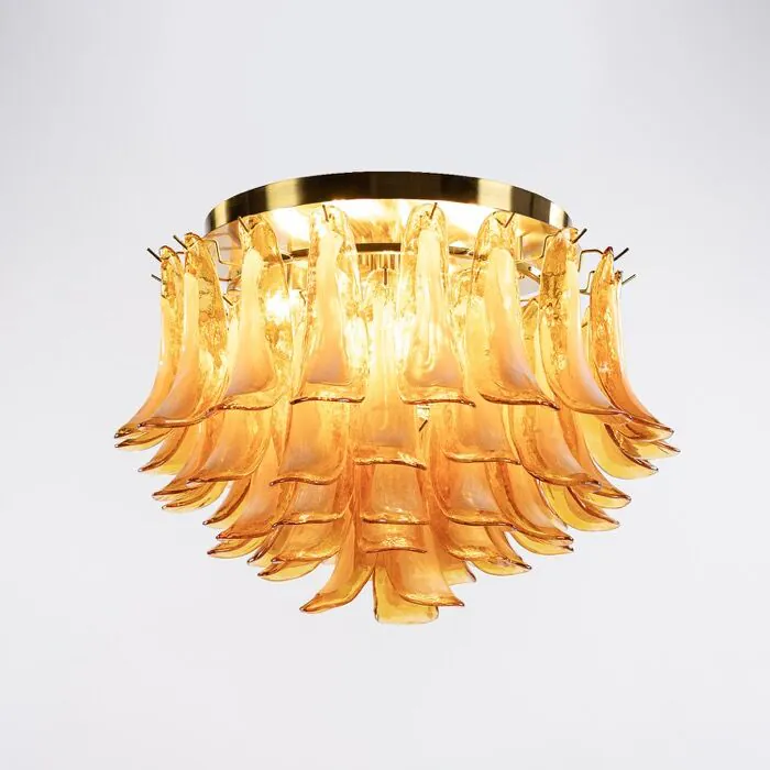 Kristallplafond Ø65xH52cm Bärnsten/Mässing - Livorno