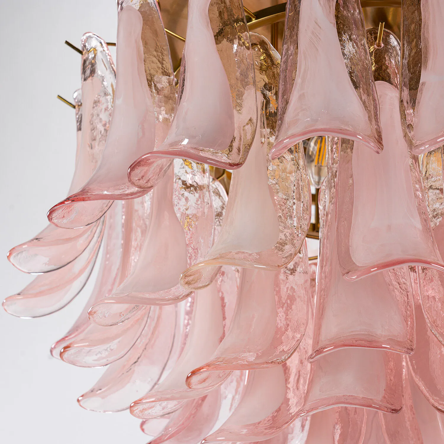 Kristallplafond Ø65xH52cm Rosa/Mässing - Livorno