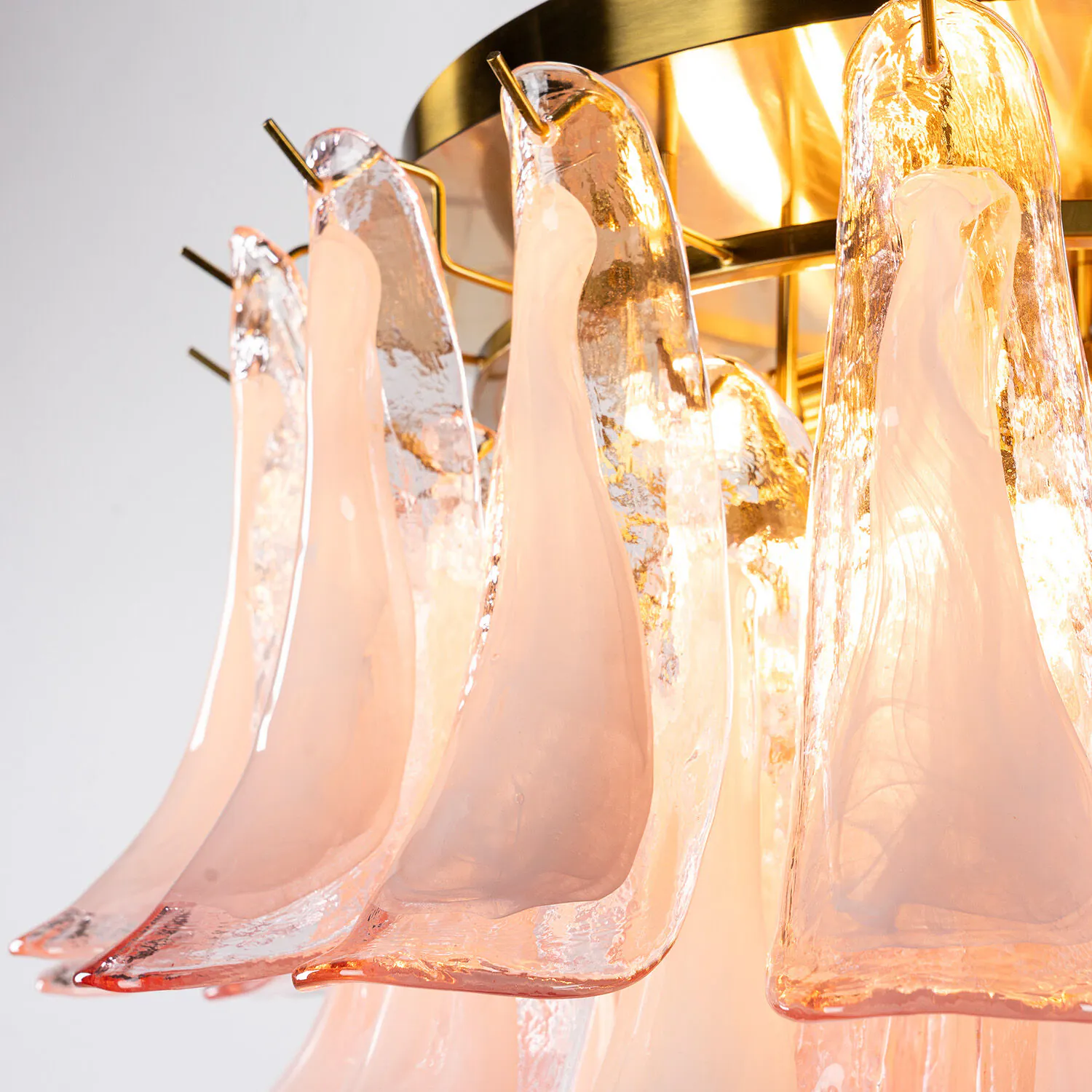 Kristallplafond Ø65xH52cm Rosa/Mässing - Livorno