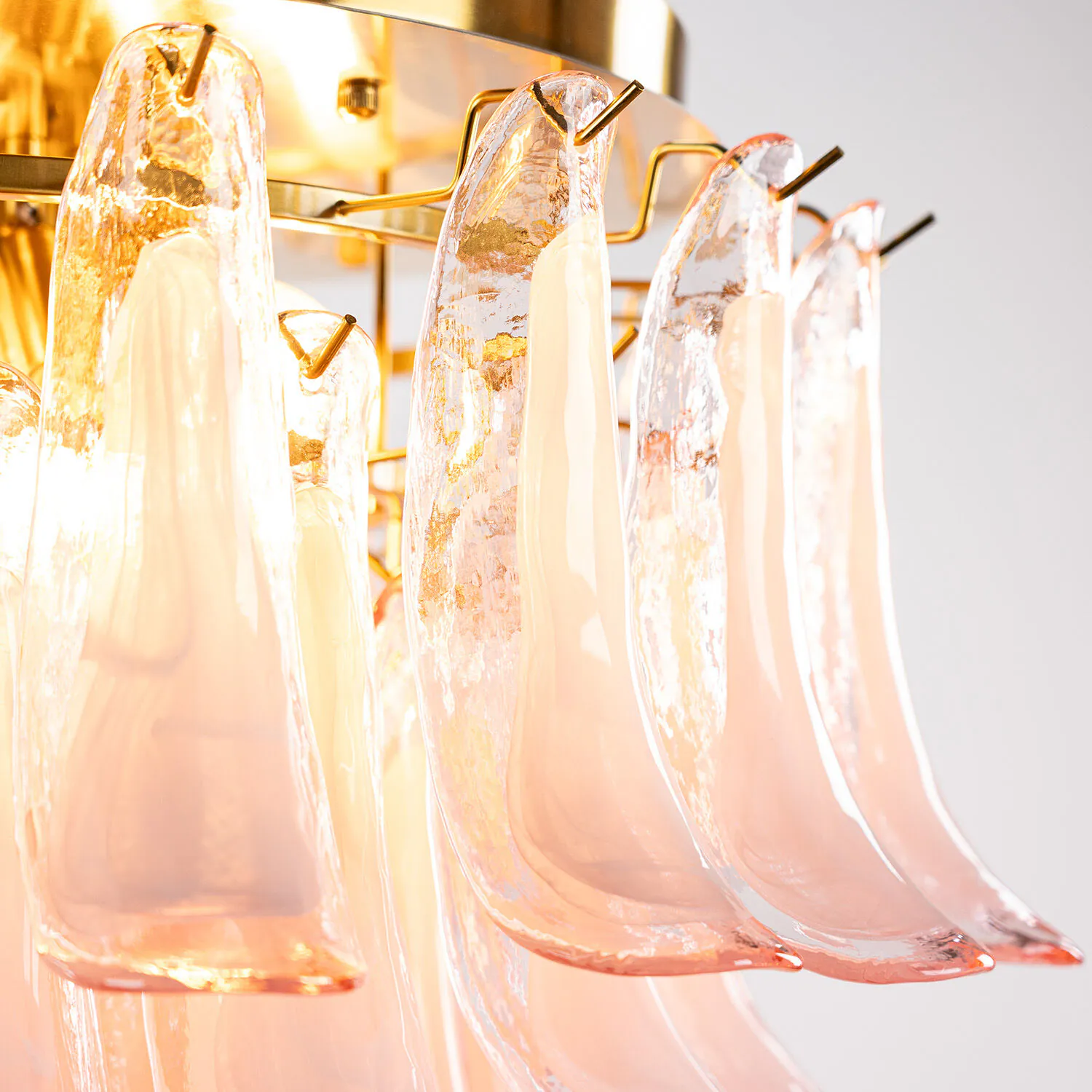 Kristallplafond Ø65xH52cm Rosa/Mässing - Livorno