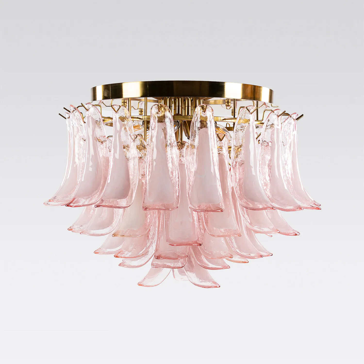 Kristallplafond Ø65xH52cm Rosa/Mässing - Livorno