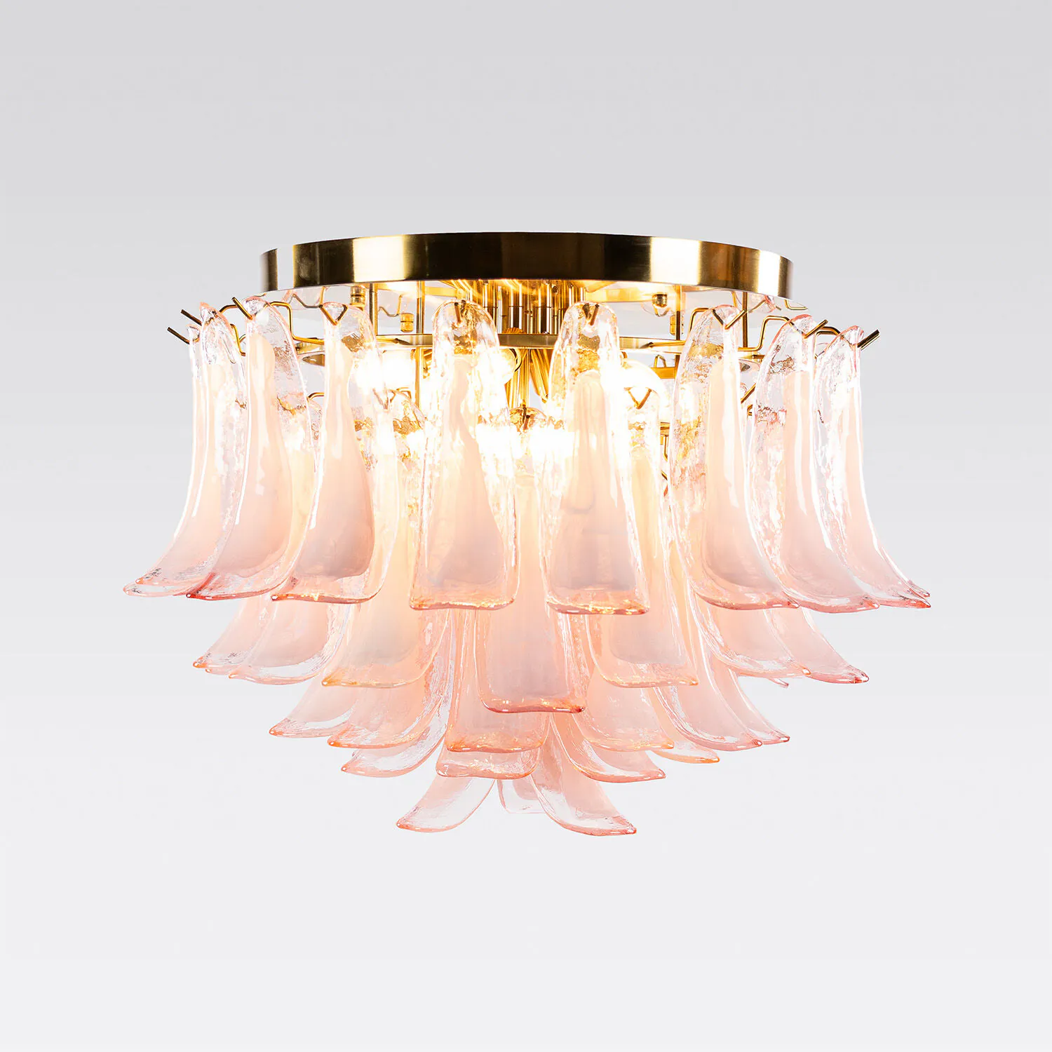 Kristallplafond Ø65xH52cm Rosa/Mässing - Livorno