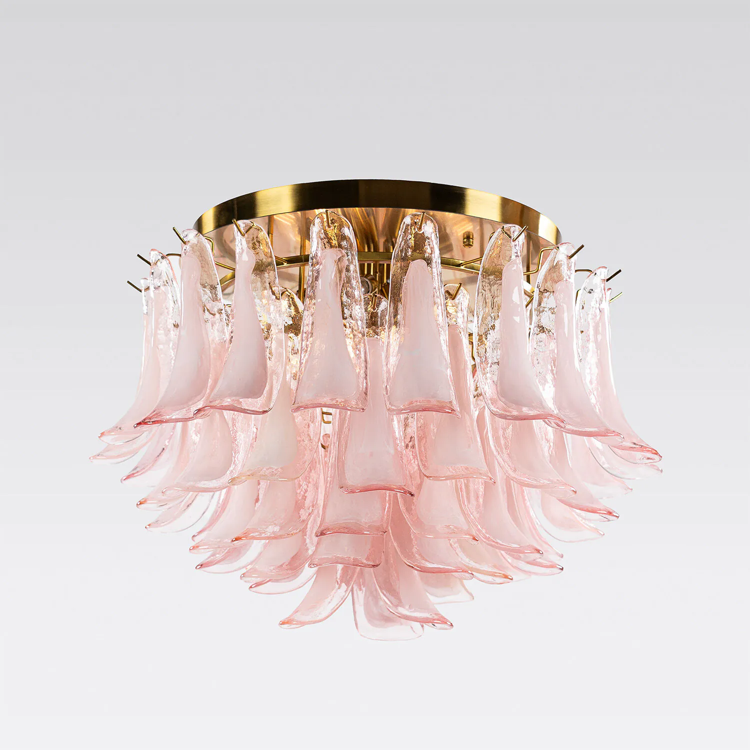 Kristallplafond Ø65xH52cm Rosa/Mässing - Livorno