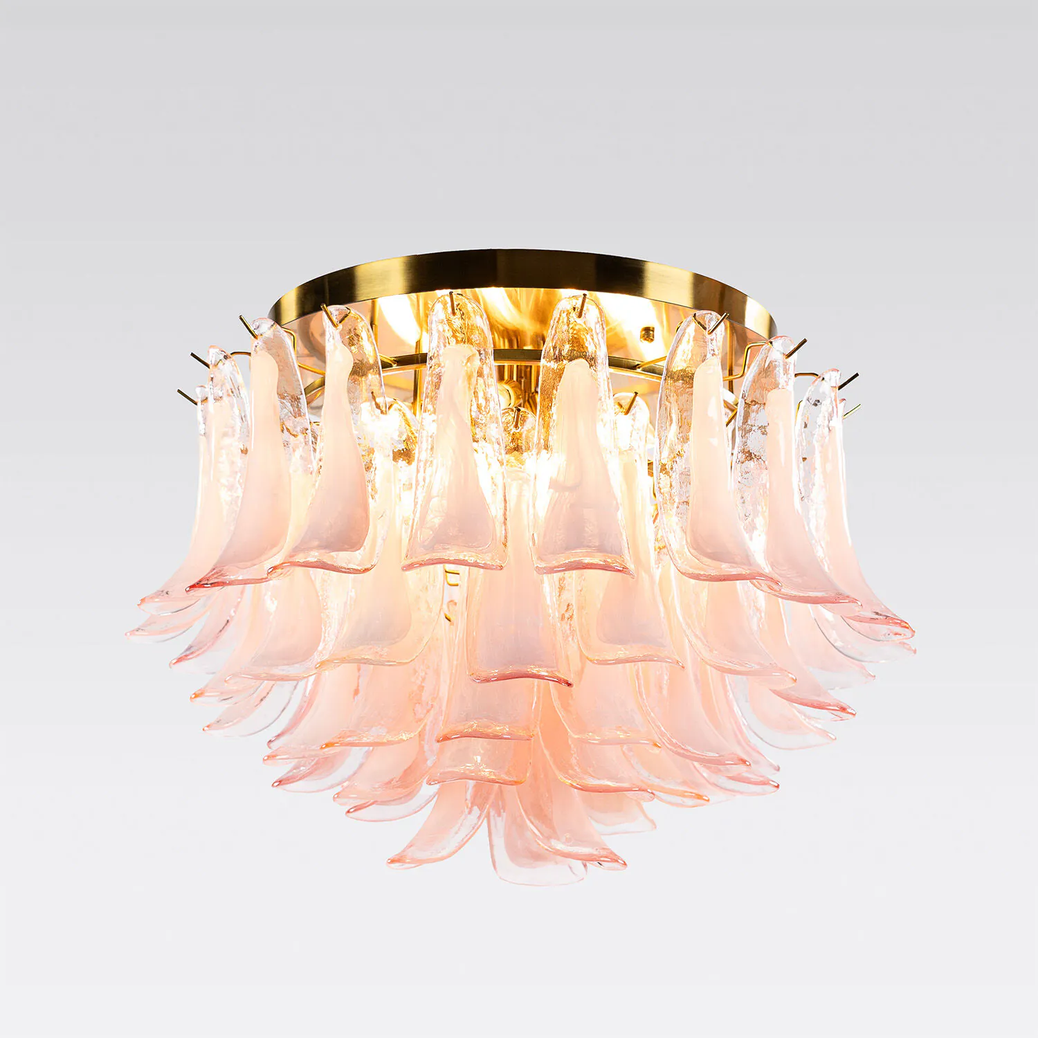Kristallplafond Ø65xH52cm Rosa/Mässing - Livorno