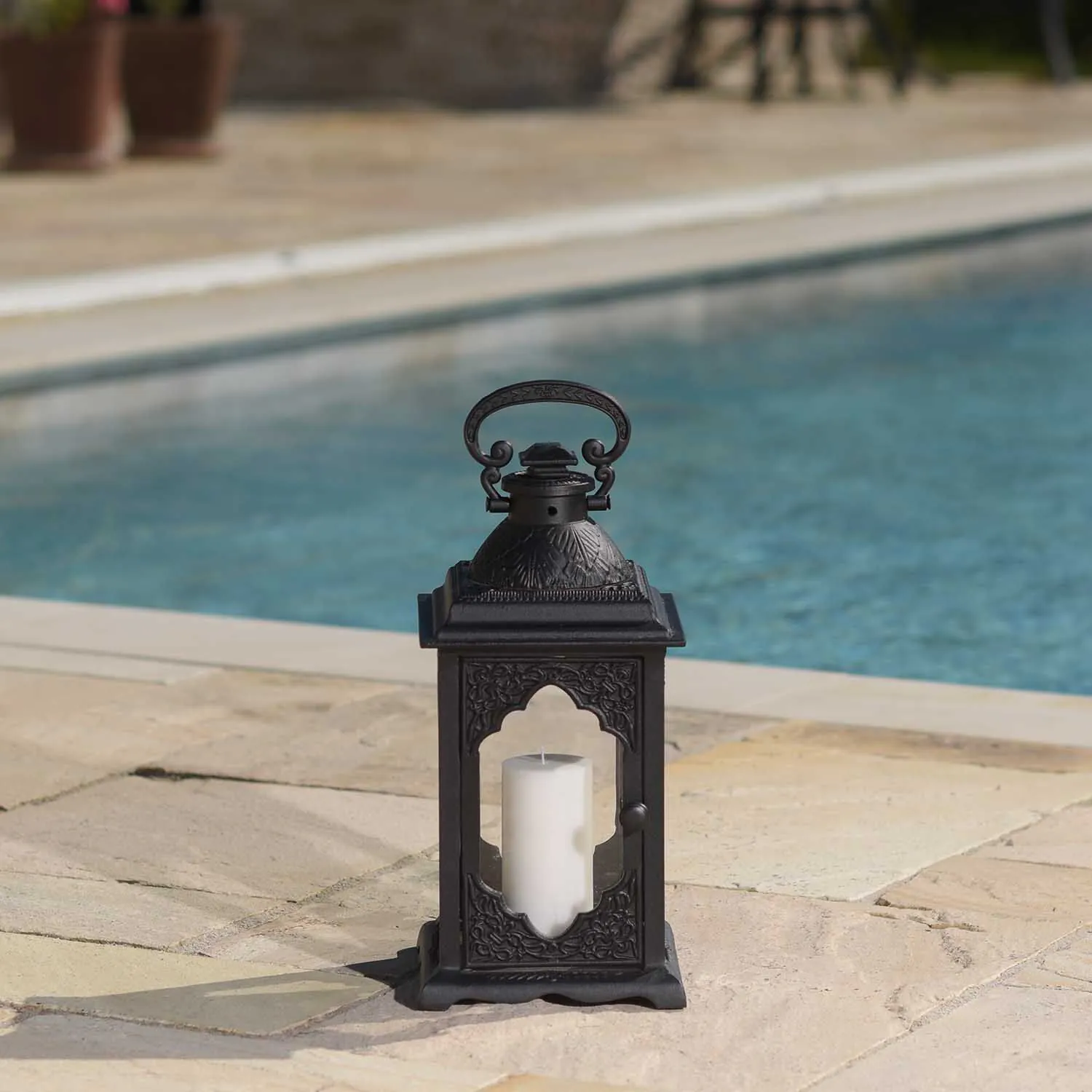 Ljuslykta utomhus H43 Svart Aluminium Portofino