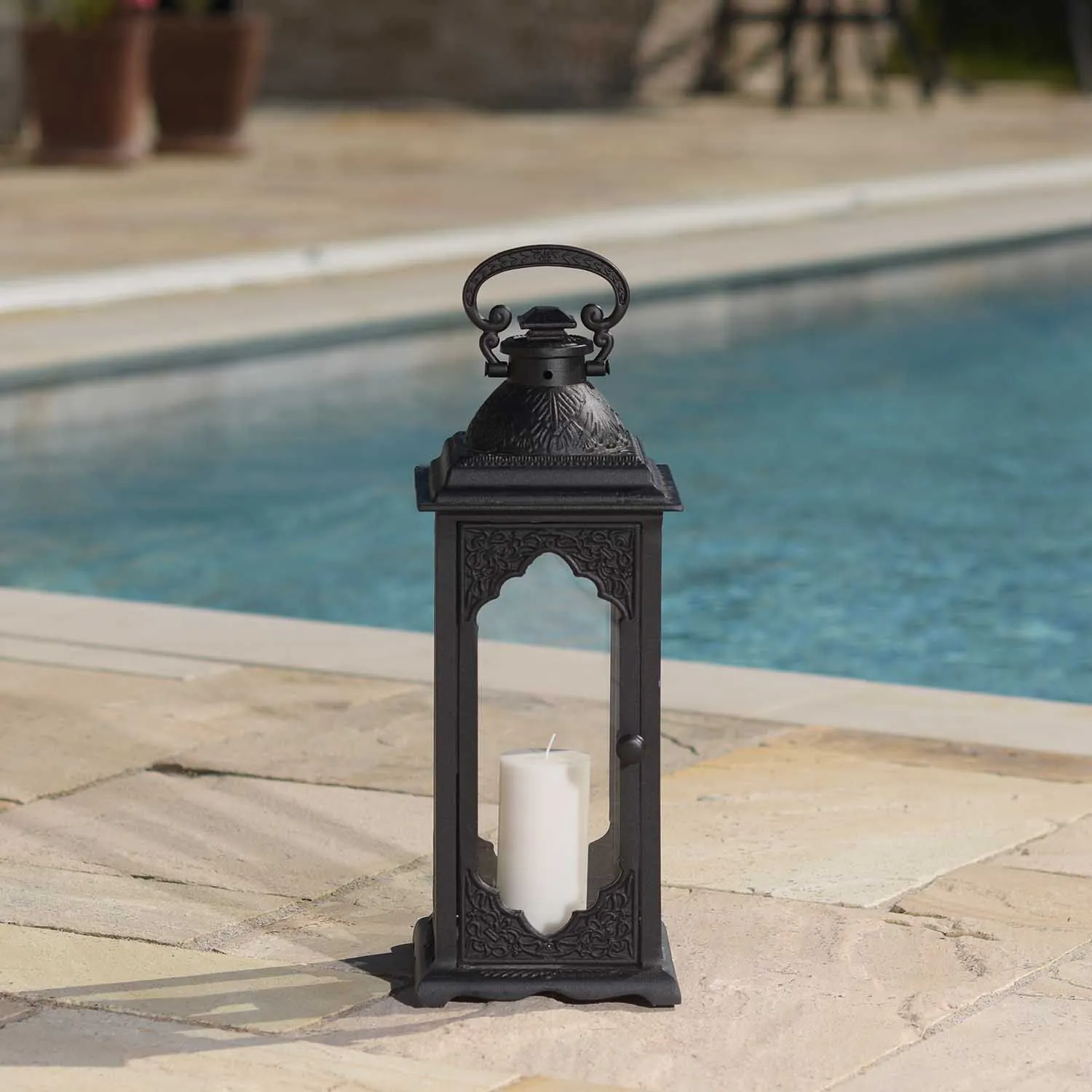Ljuslykta utomhus H52 Svart Aluminium Portofino