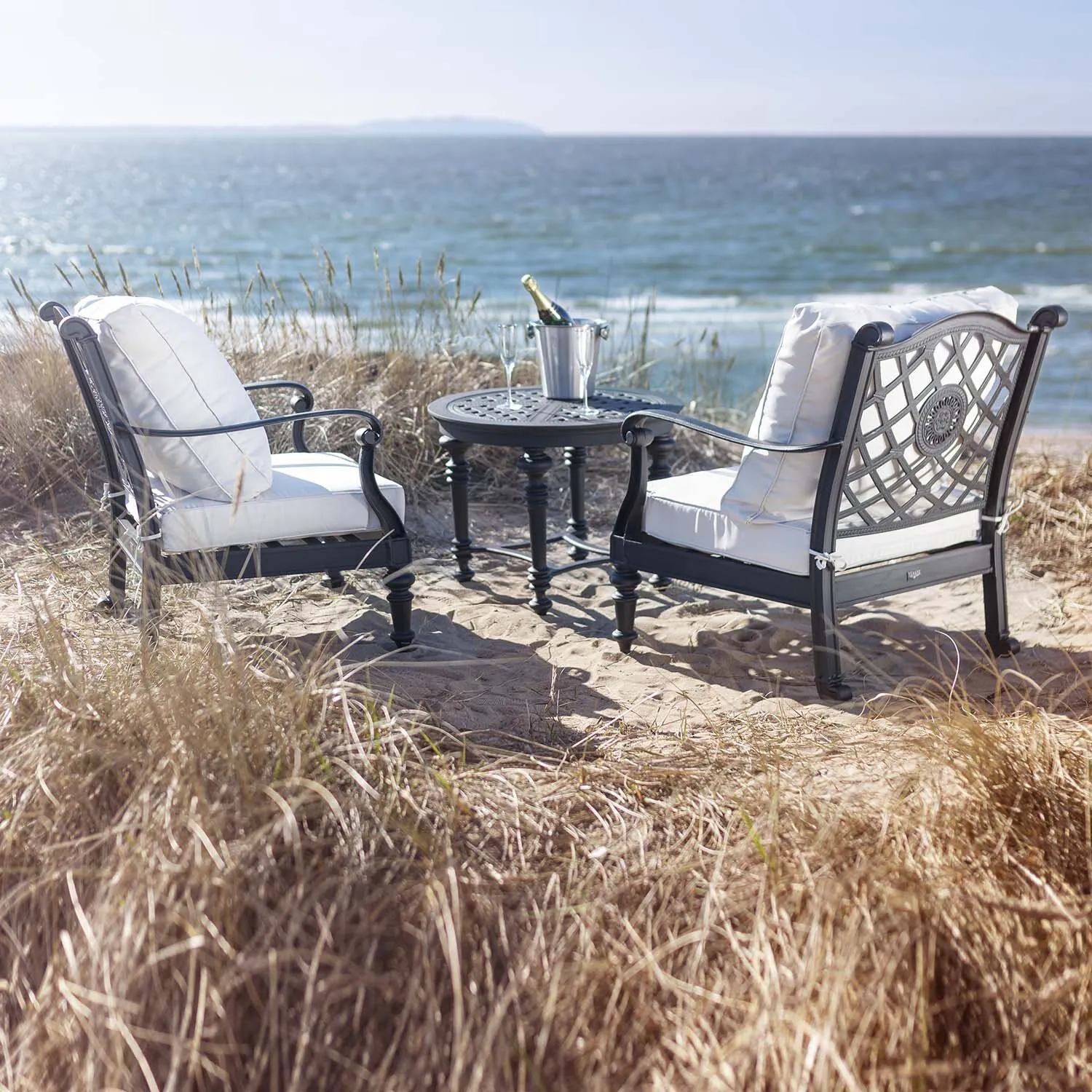 Loungegrupp Svart Aluminium 2-pers - Florence