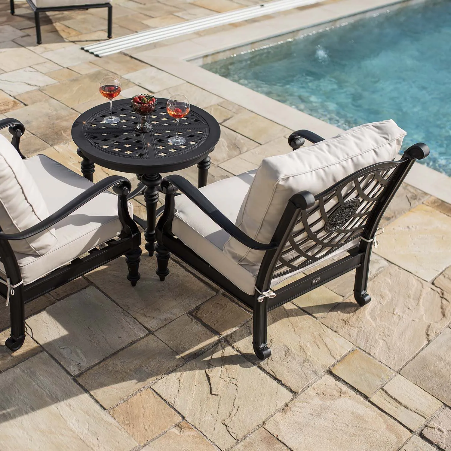 Loungegrupp Svart Aluminium 2-pers - Florence