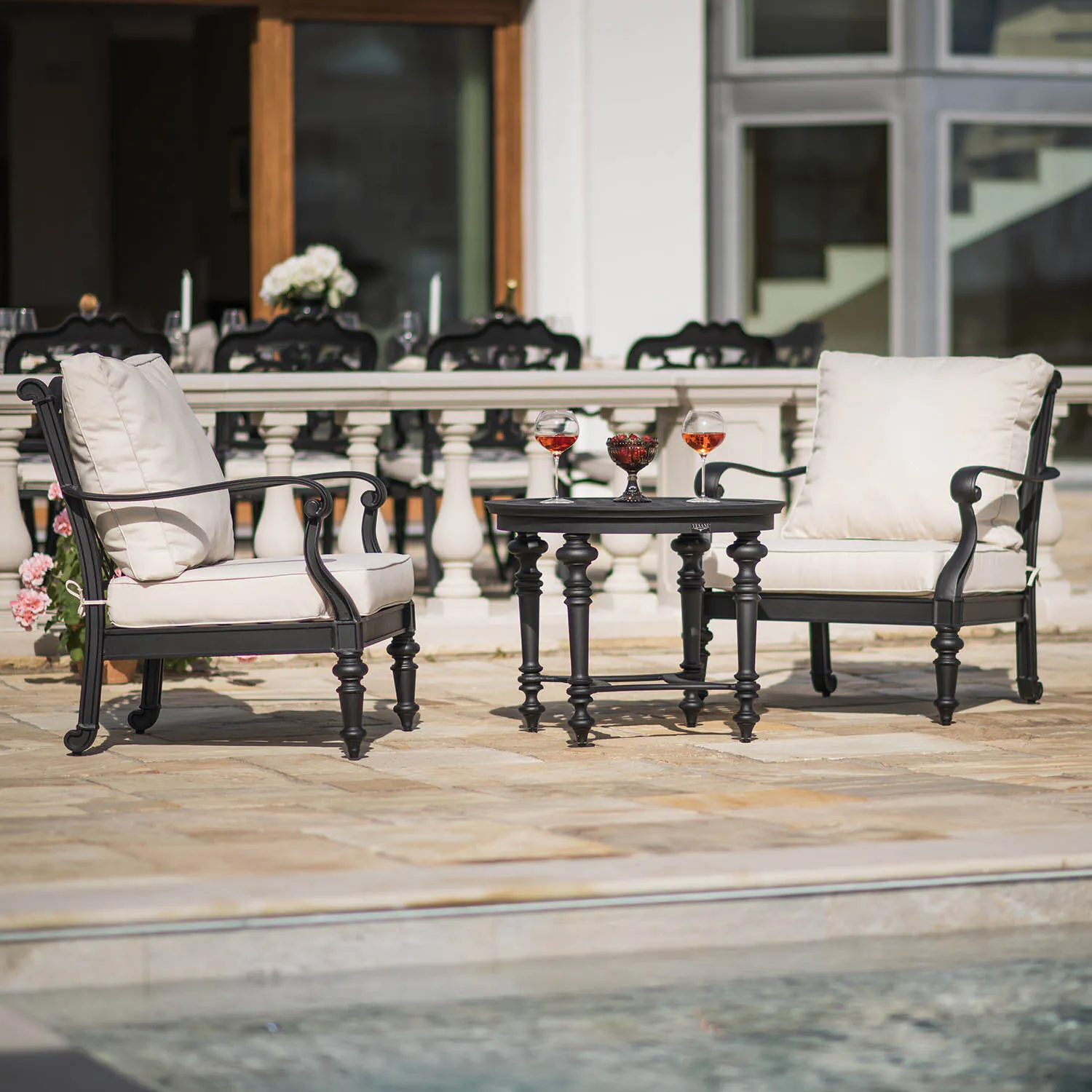 Loungegrupp Svart Aluminium 2-pers - Florence
