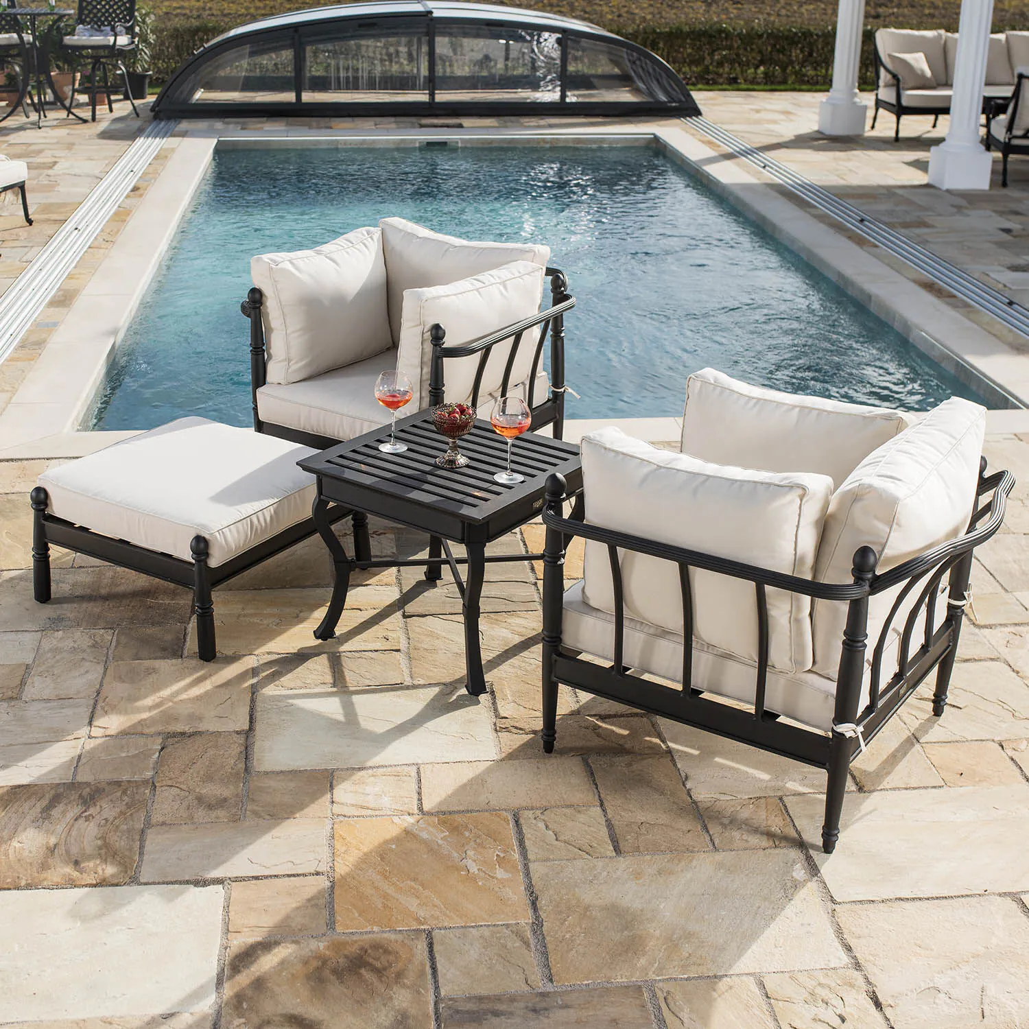 Loungeset Svart Aluminium 2-pers - Capri